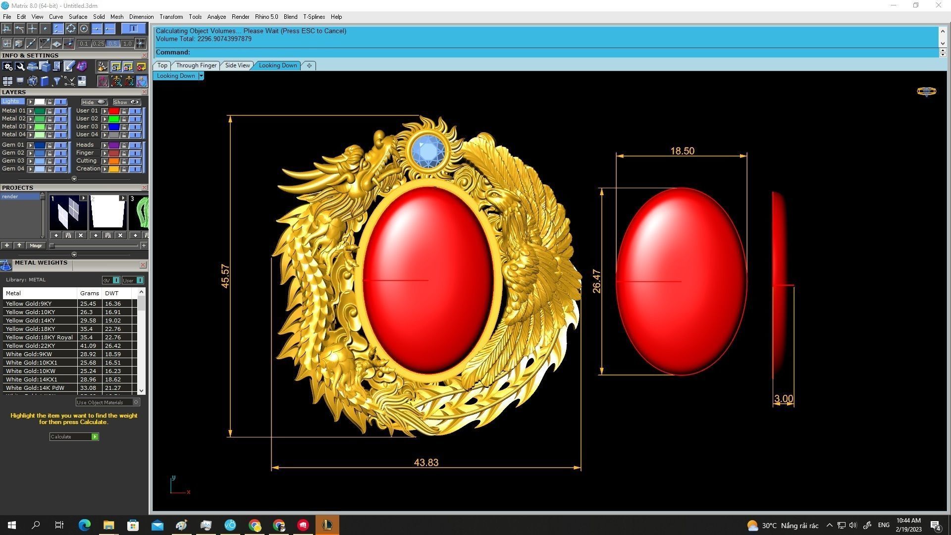 A4694 Oval Gemstone Dragon and Phoenix Pendant 3D Model 3D print model_4