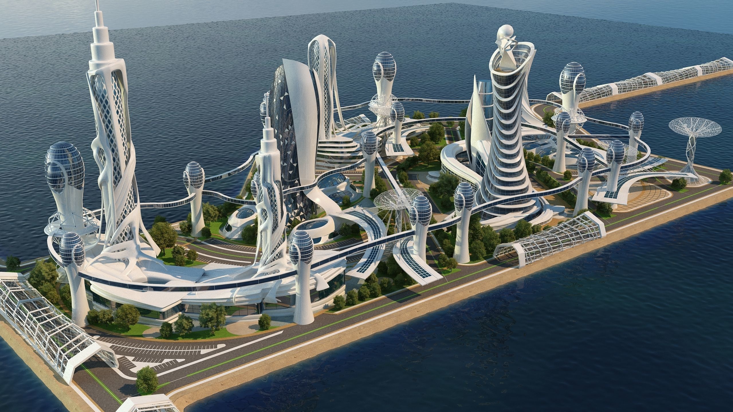 0080 - Future City Island 03 - 2D Drawing - 3ds Files 3D model_4