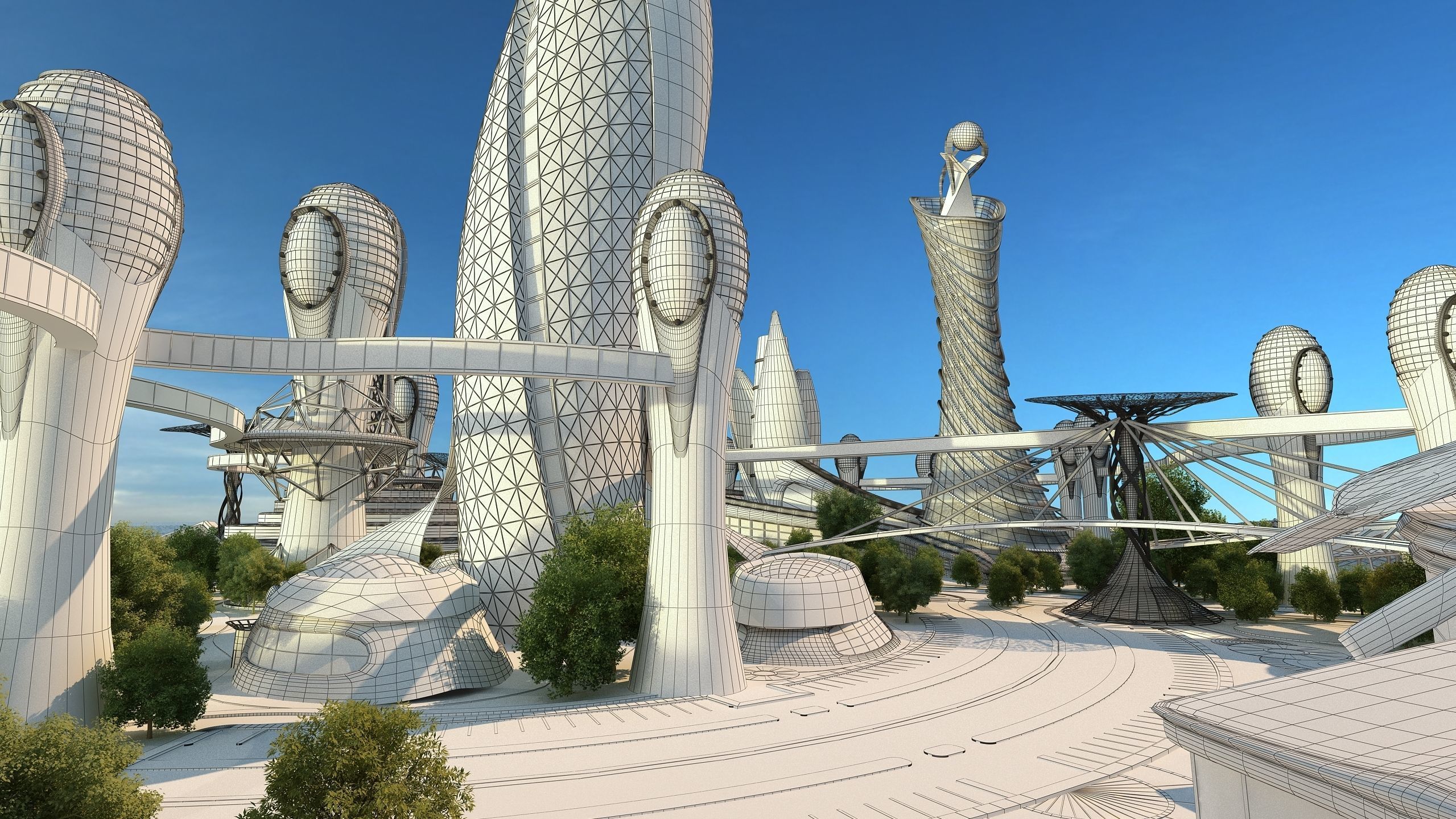 0080 - Future City Island 03 - 2D Drawing - 3ds Files 3D model_33