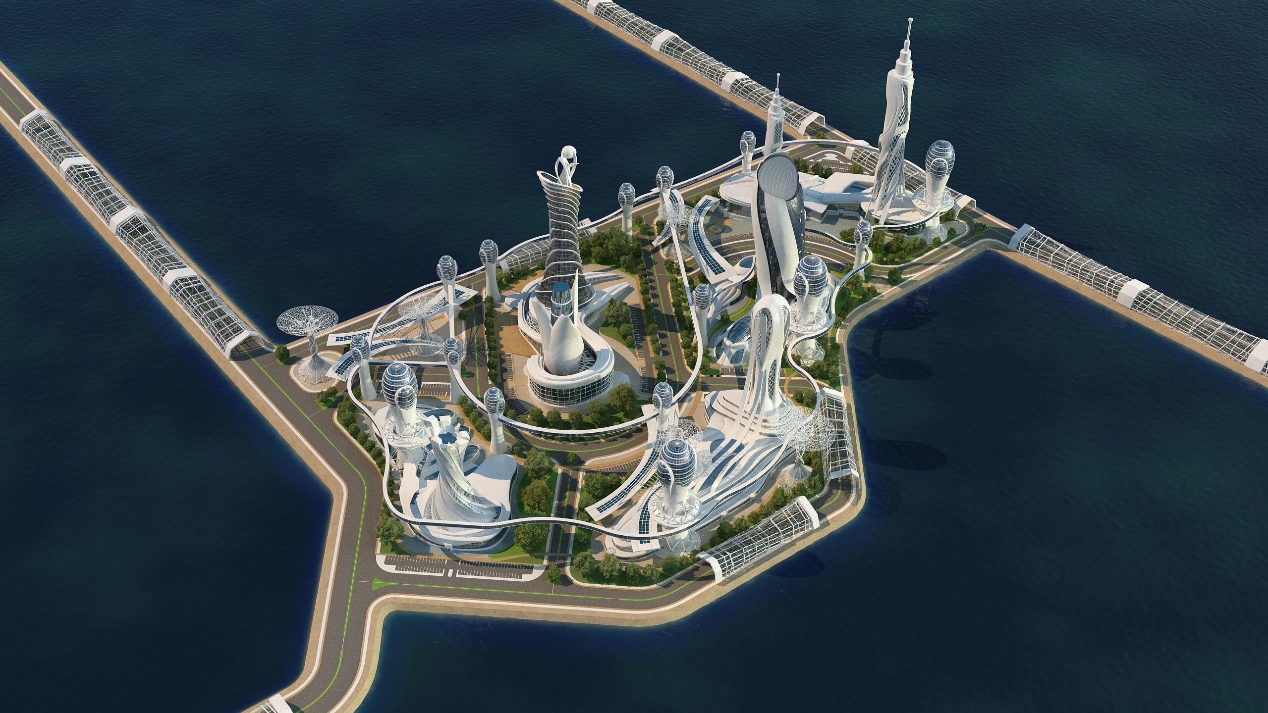 0080 - Future City Island 03 - 2D Drawing - 3ds Files 3D model_3