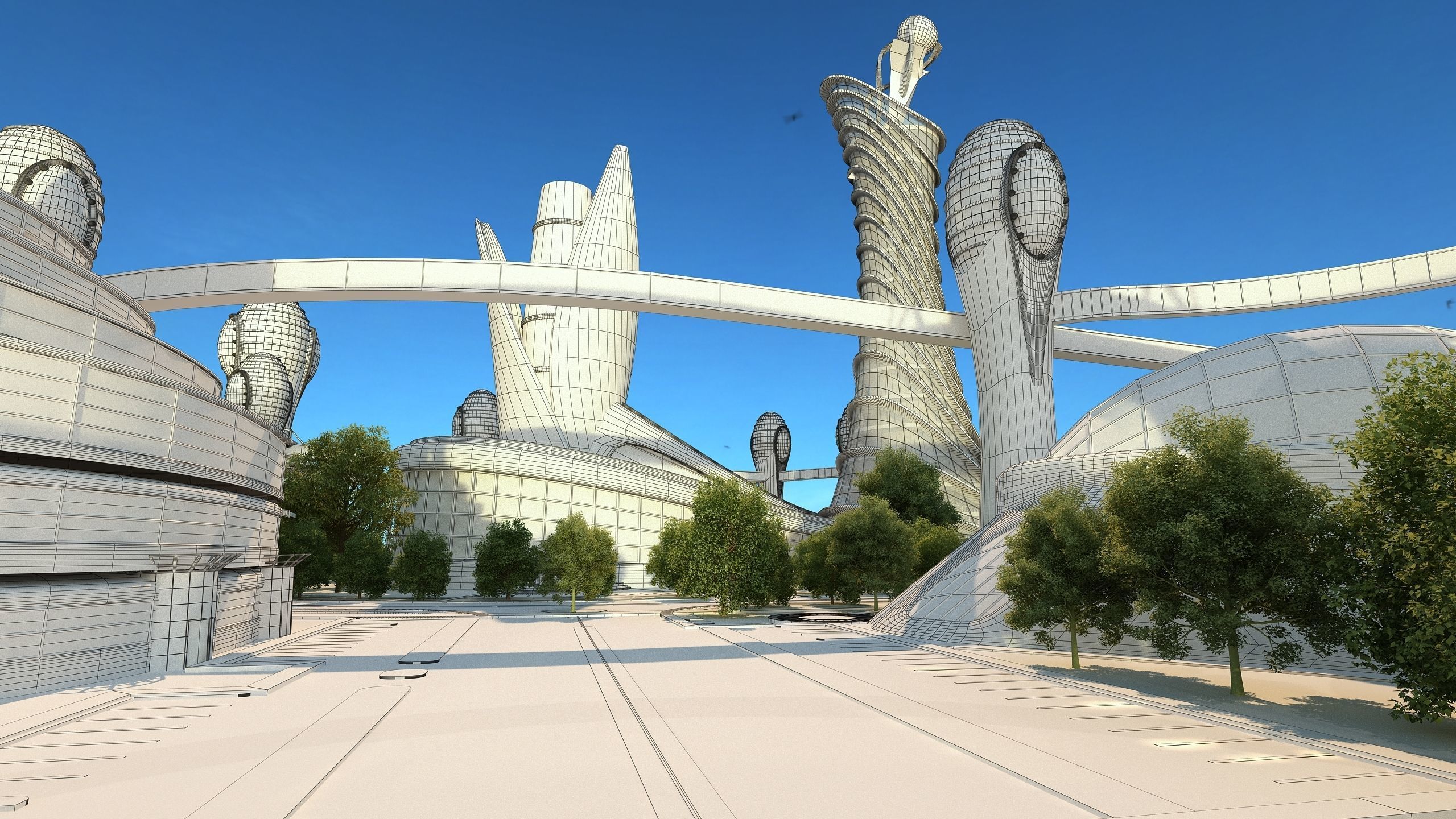 0080 - Future City Island 03 - 2D Drawing - 3ds Files 3D model_32