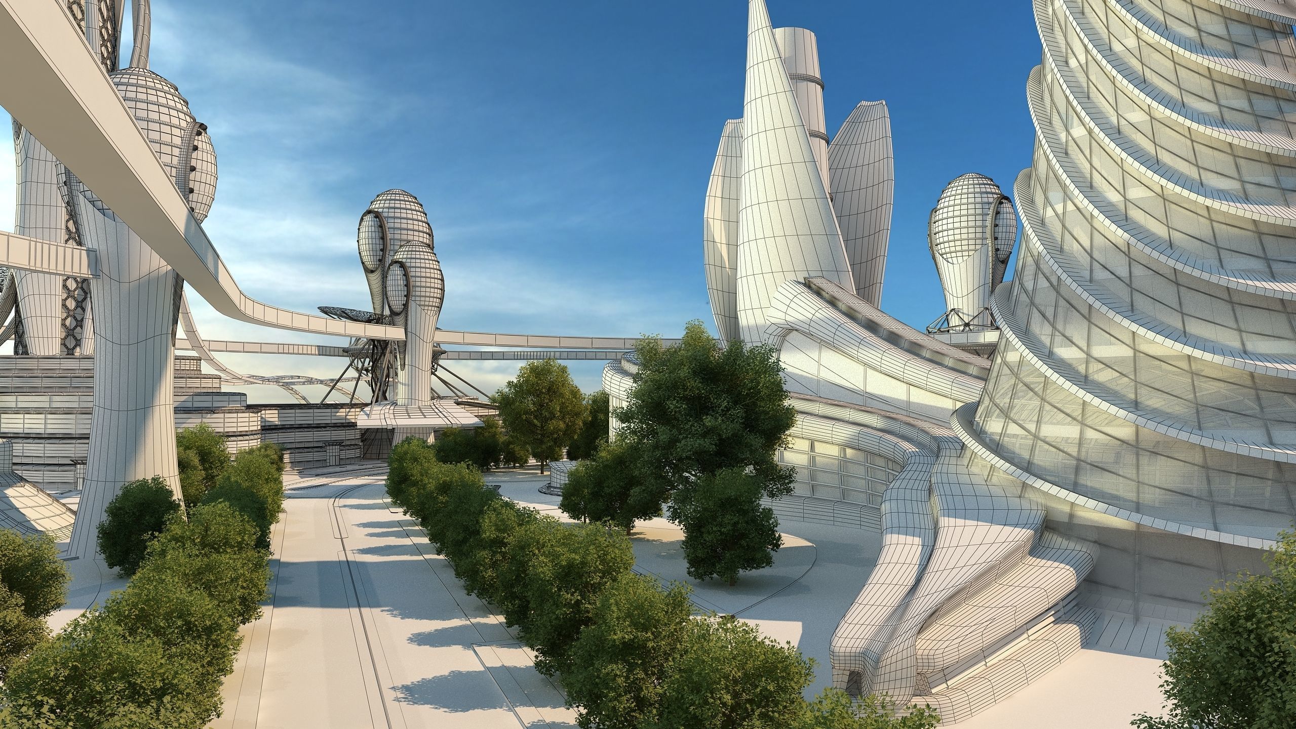 0080 - Future City Island 03 - 2D Drawing - 3ds Files 3D model_29