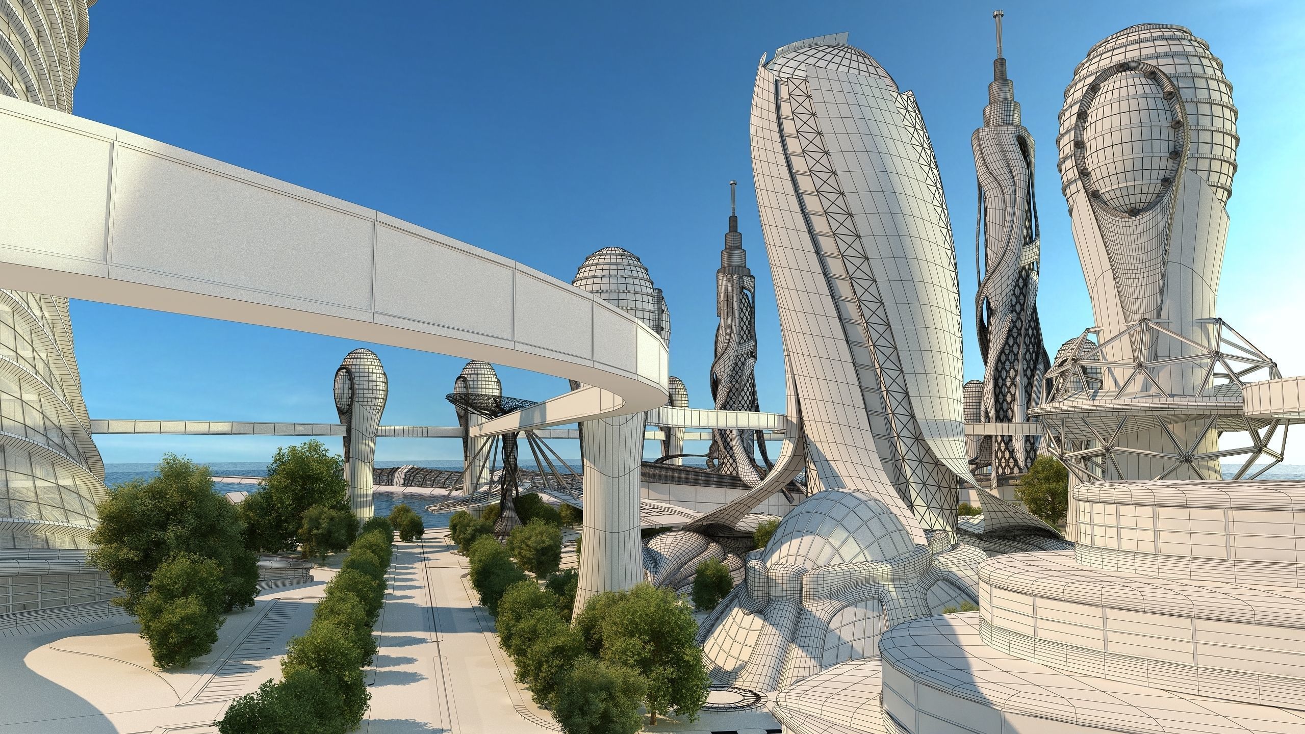 0080 - Future City Island 03 - 2D Drawing - 3ds Files 3D model_31