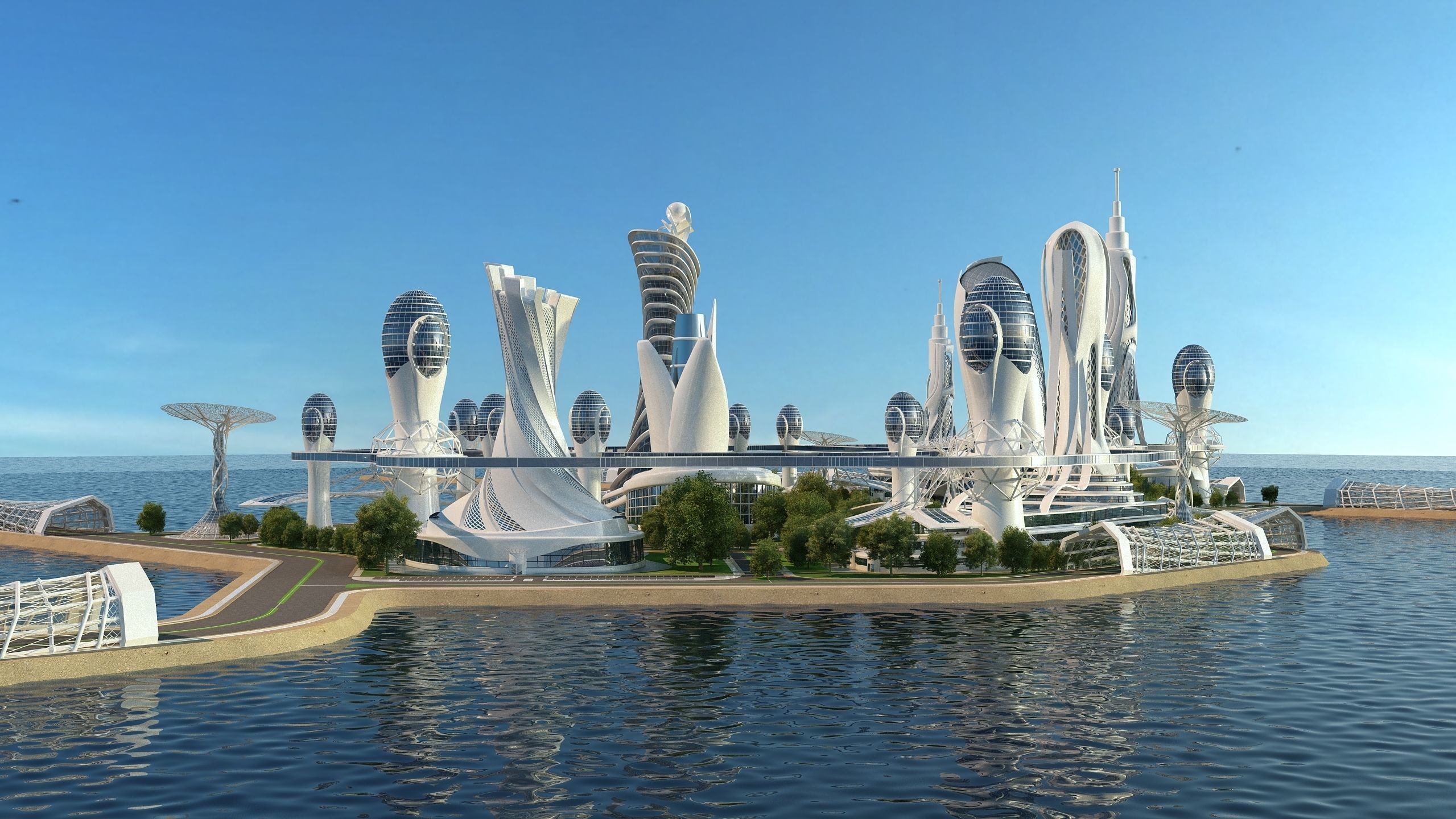 0080 - Future City Island 03 - 2D Drawing - 3ds Files 3D model_8