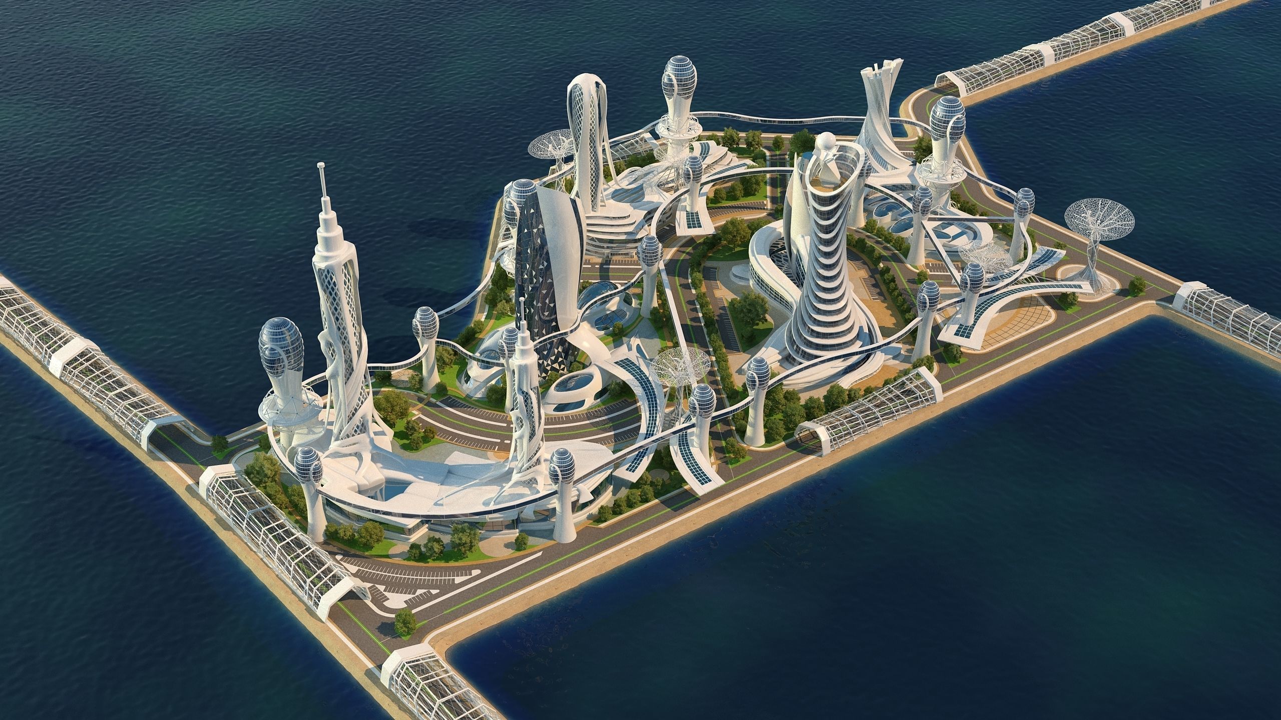 0080 - Future City Island 03 - 2D Drawing - 3ds Files 3D model_1