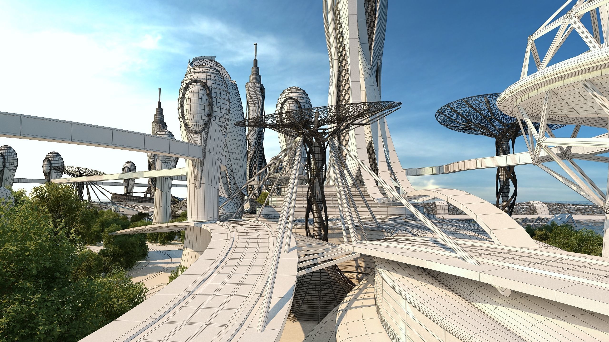 0080 - Future City Island 03 - 2D Drawing - 3ds Files 3D model_30