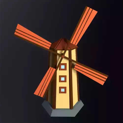 Stylized Minature Windmill Game Ready Model Low-poly 3D model