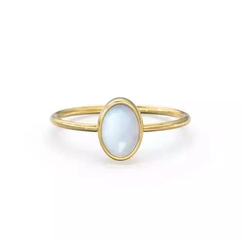 Oval Cabochon Solitaire Gold Ring Gemstone Wedding Band 3D print