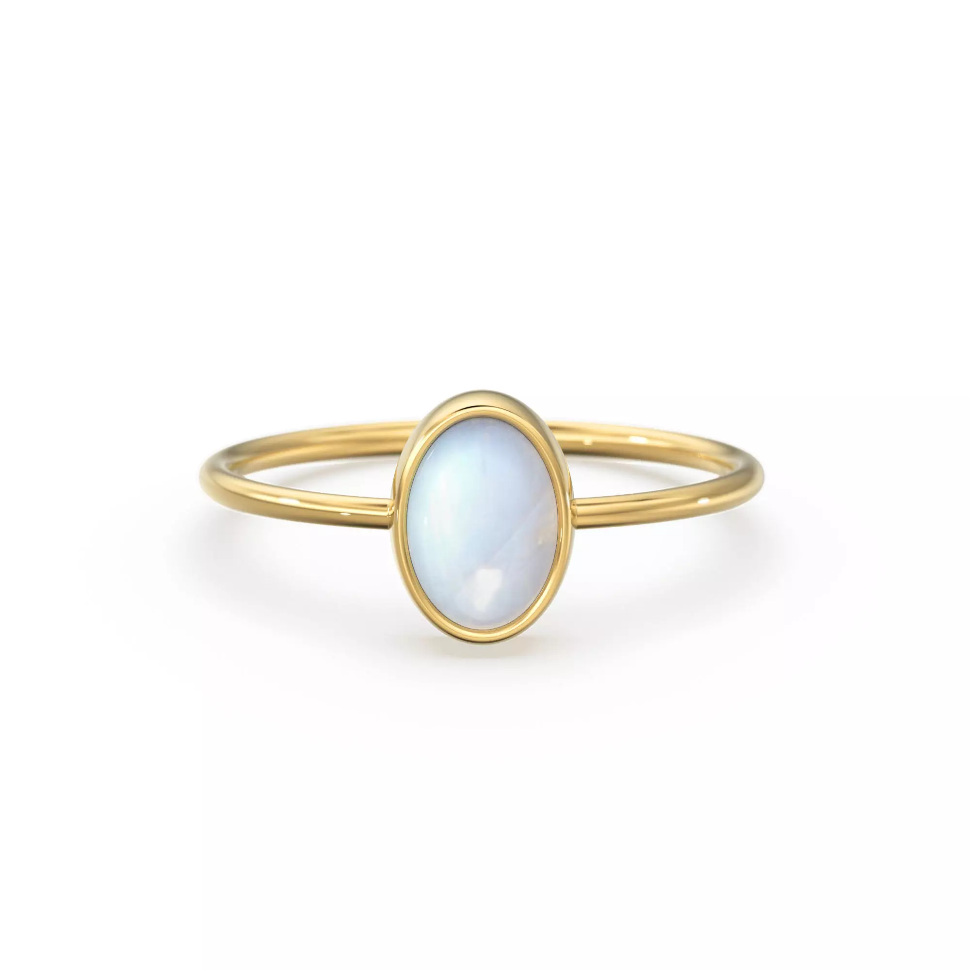 Oval Cabochon Solitaire Gold Ring Gemstone Wedding Band 3D print 3D print model
