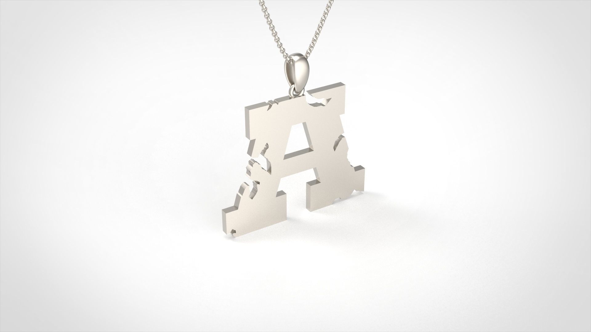 Model 926 A Crack Initial Letter Alphabet Pendant 3D print model_2