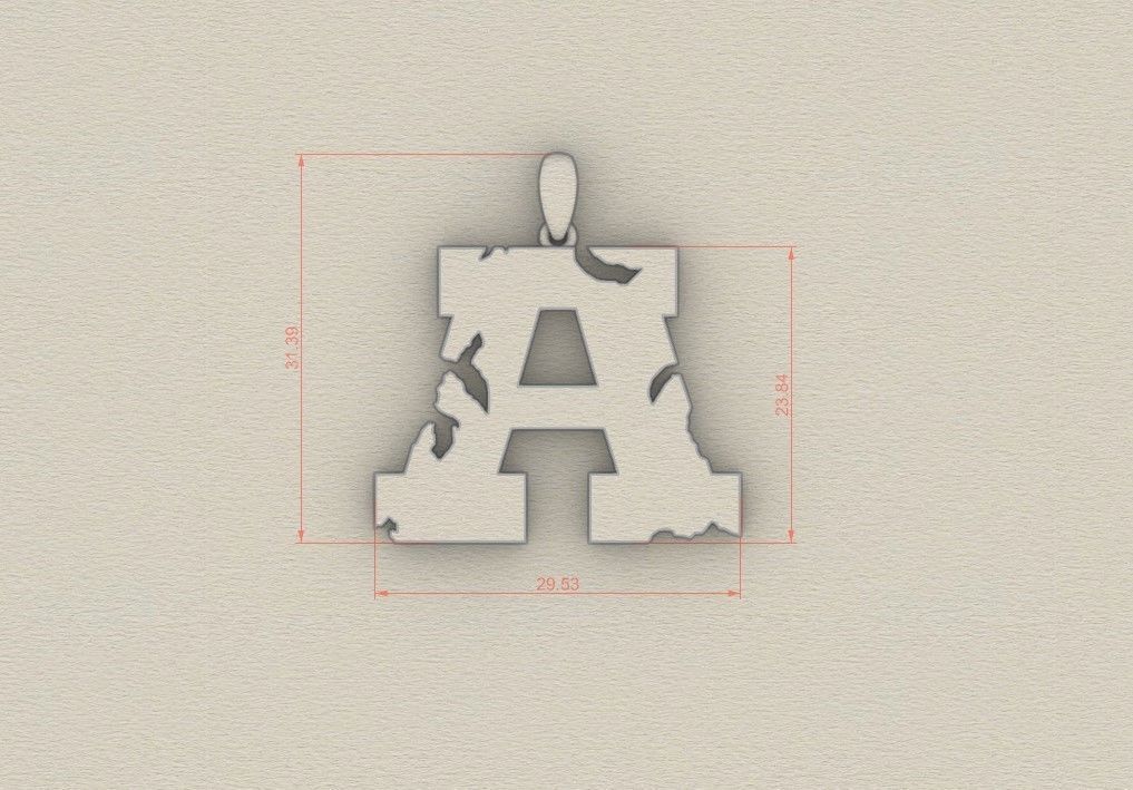 Model 926 A Crack Initial Letter Alphabet Pendant 3D print model_5