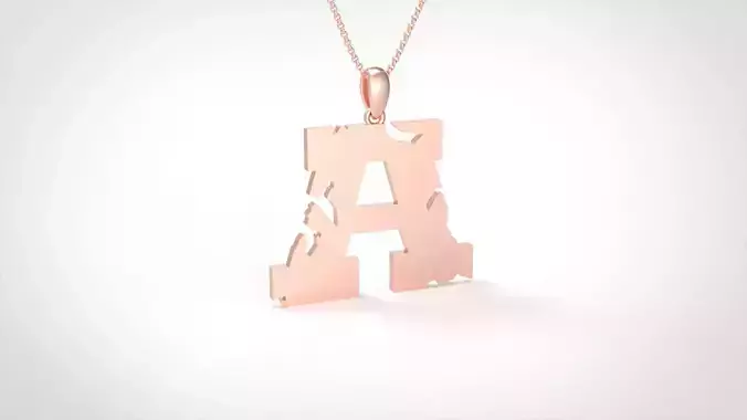 Model 926 A Crack Initial Letter Alphabet Pendant 3D print model