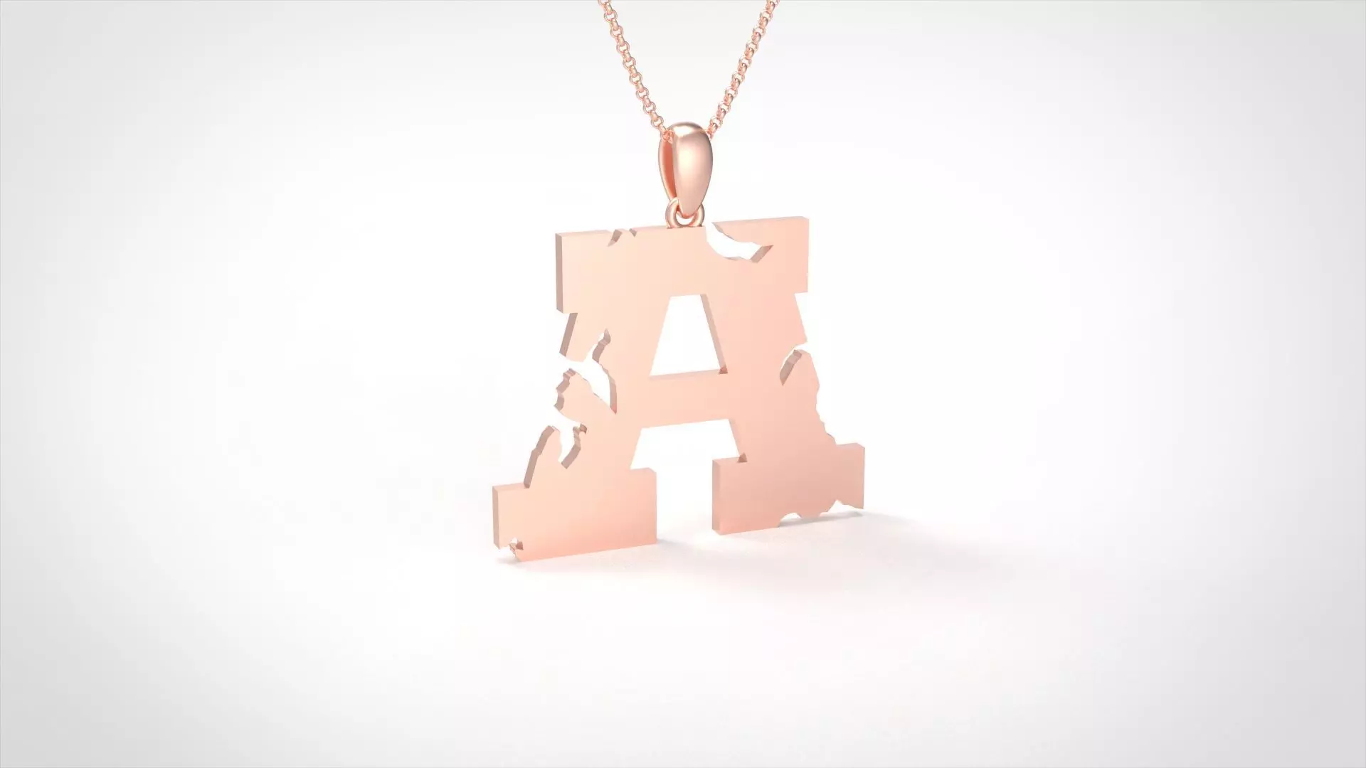 Model 926 A Crack Initial Letter Alphabet Pendant 3D print model_0