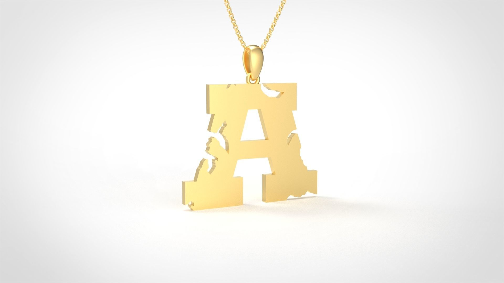 Model 926 A Crack Initial Letter Alphabet Pendant 3D print model_1