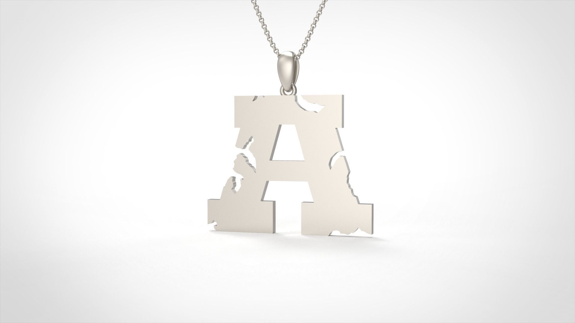 Model 926 A Crack Initial Letter Alphabet Pendant 3D print model_4