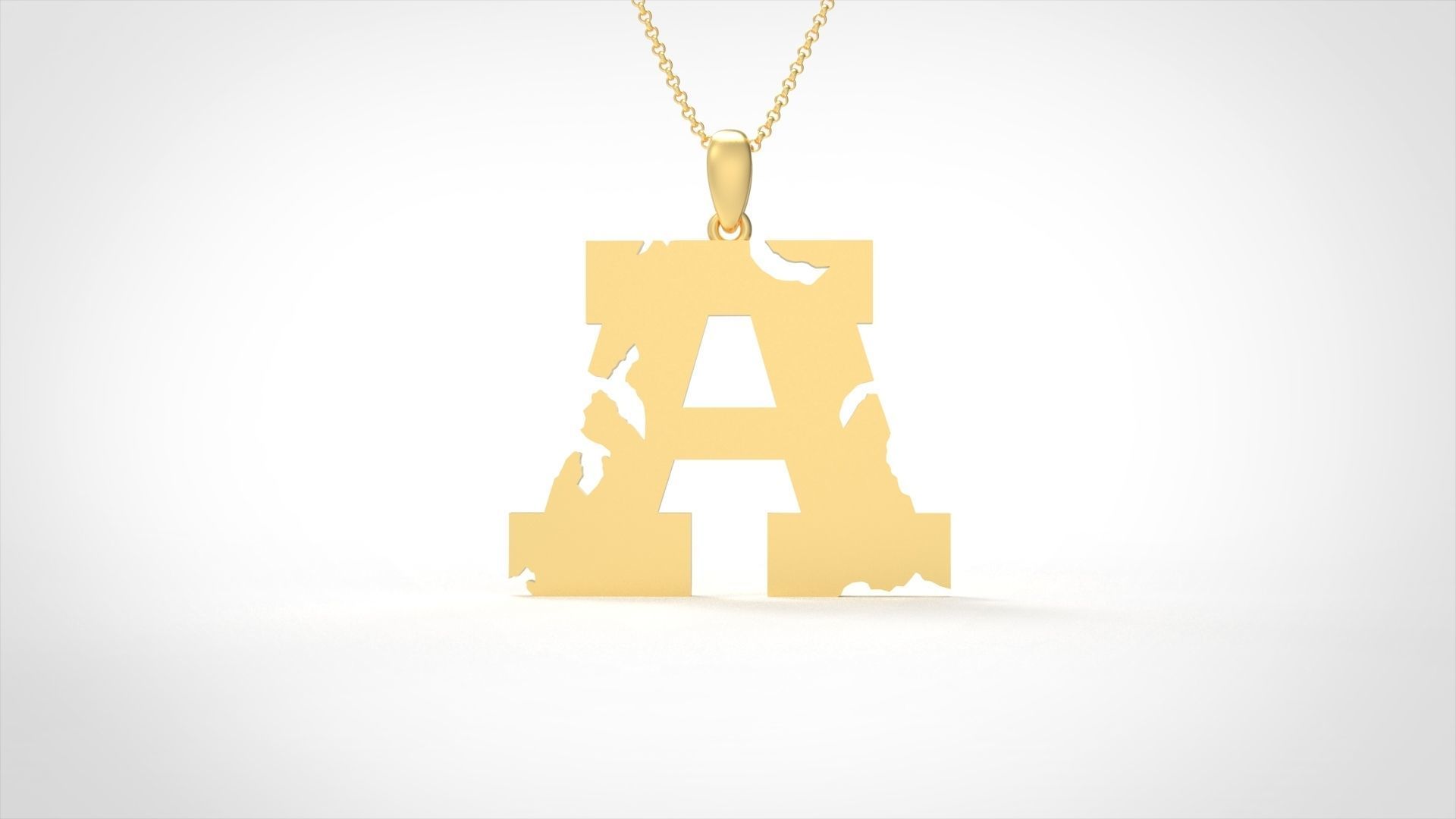 Model 926 A Crack Initial Letter Alphabet Pendant 3D print model_3