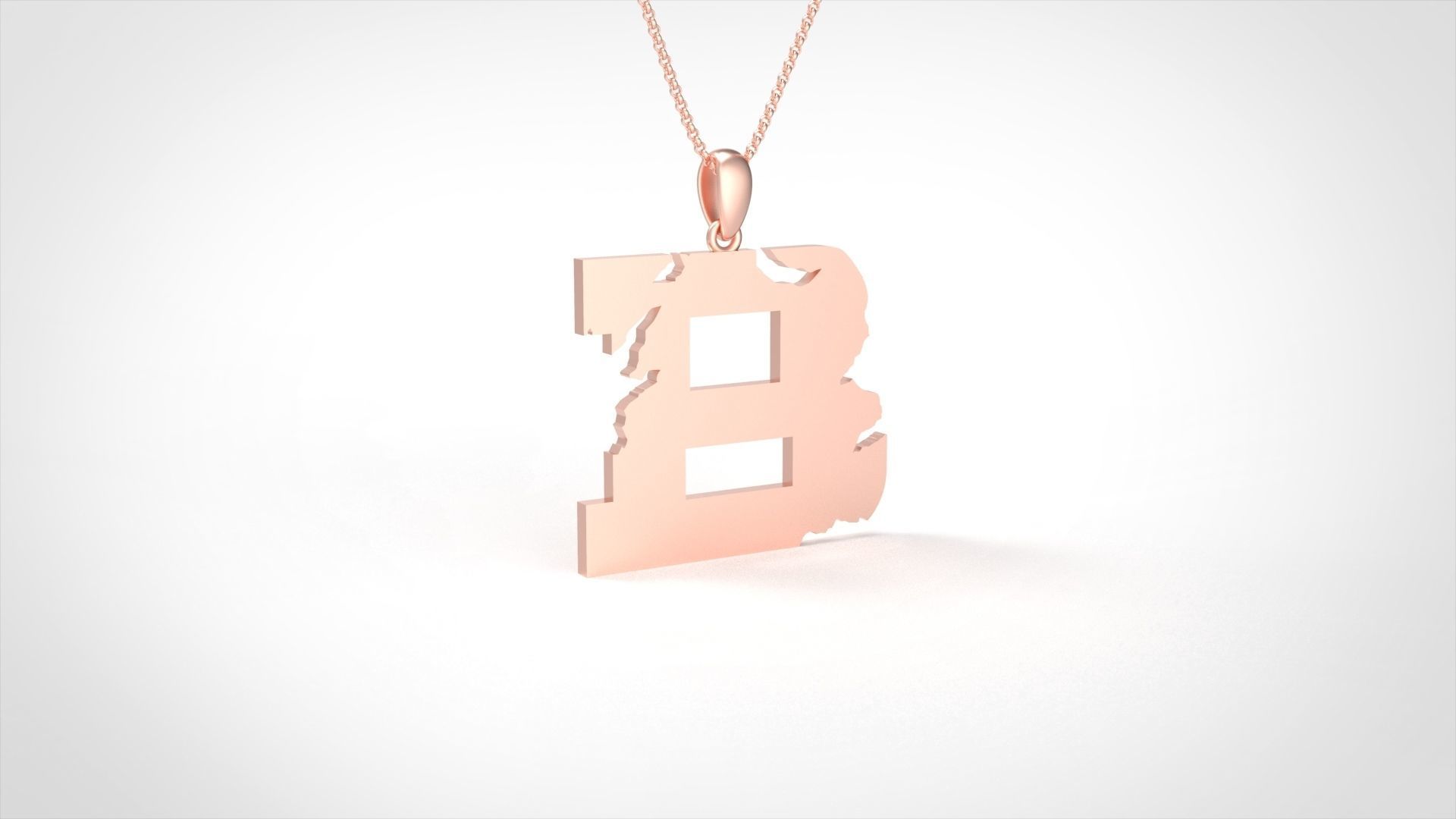Model 927 B Crack Initial Letter Alphabet Pendant 3D print model_2
