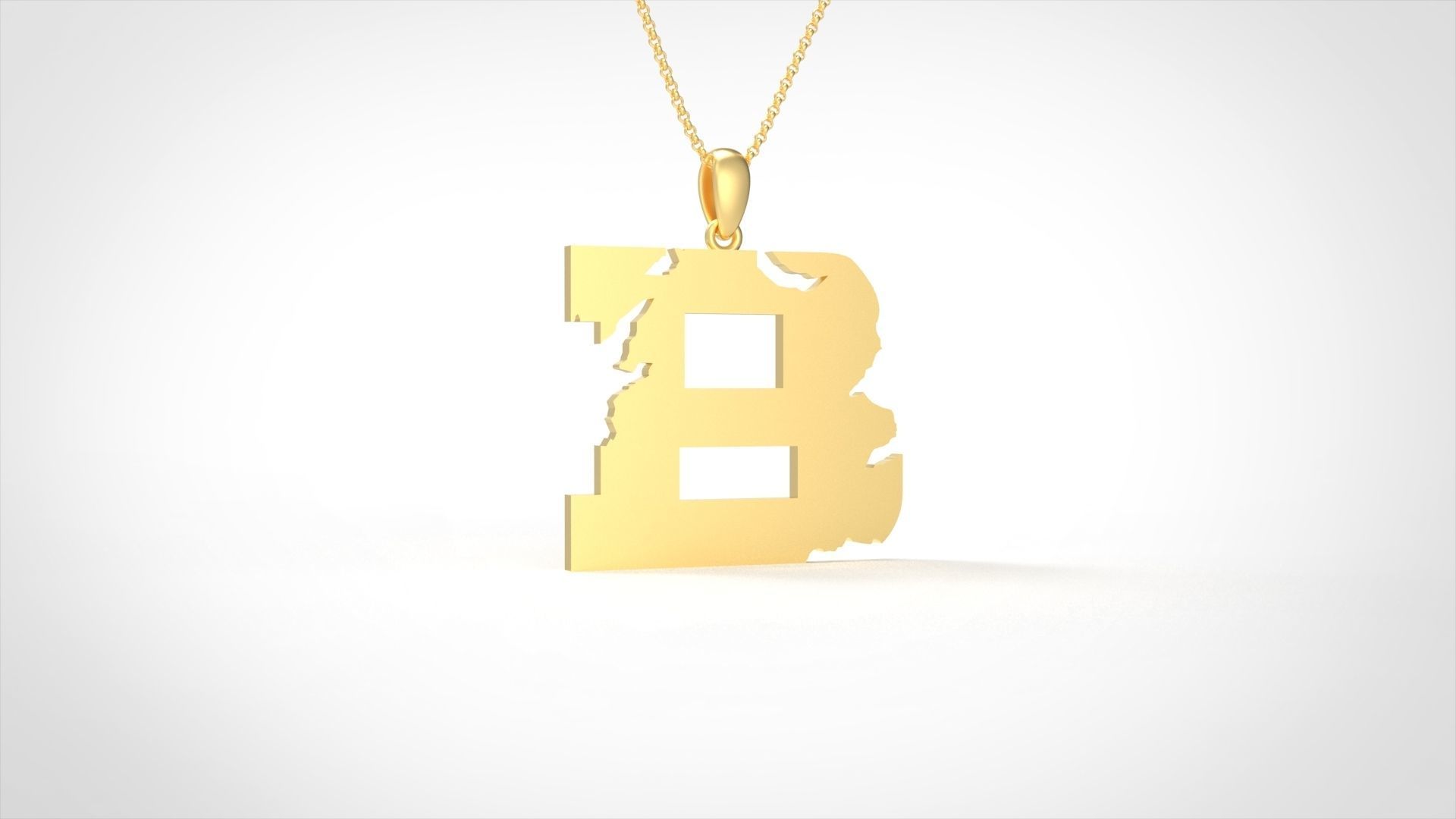 Model 927 B Crack Initial Letter Alphabet Pendant 3D print model_1