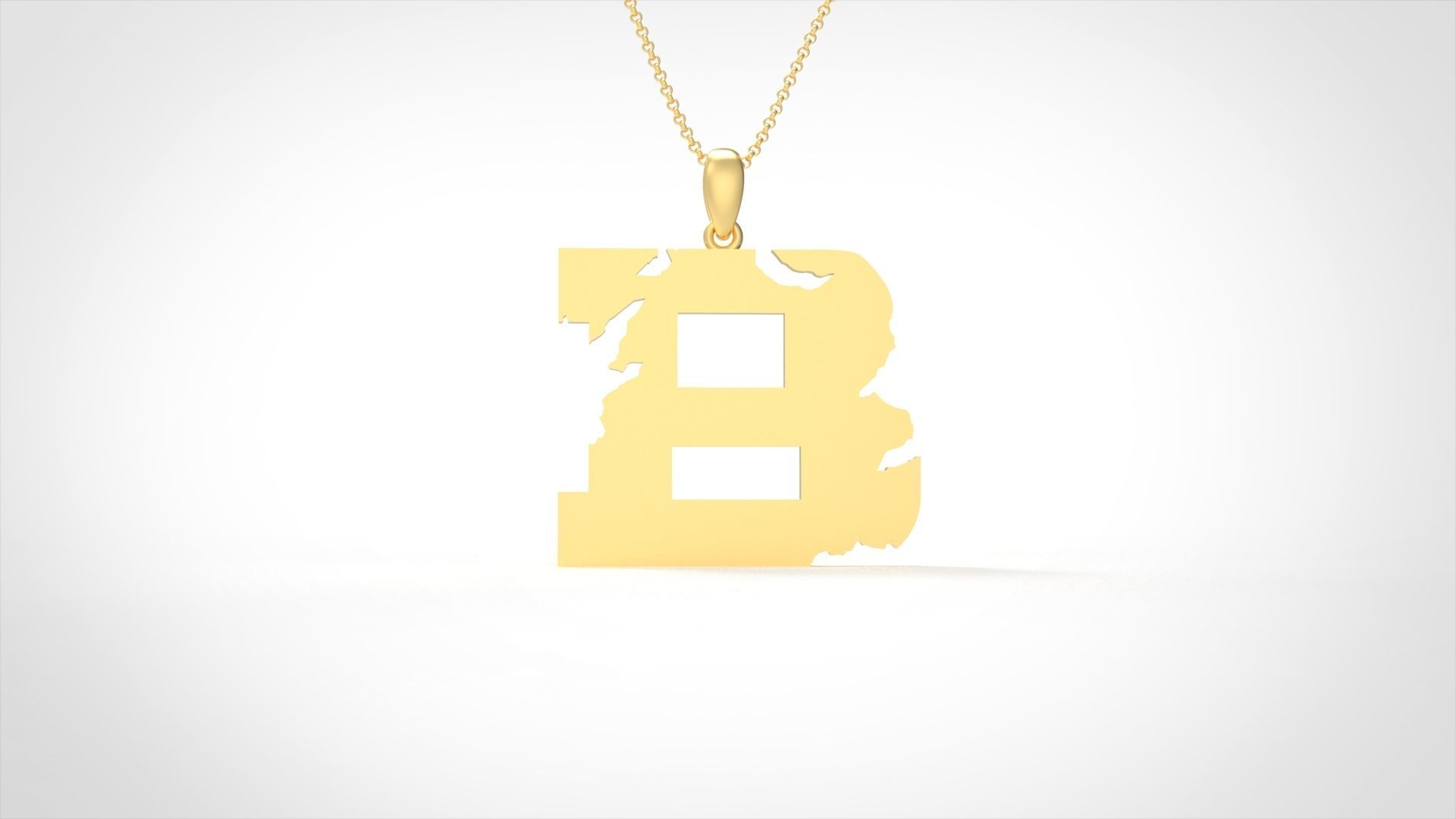 Model 927 B Crack Initial Letter Alphabet Pendant 3D print model_4
