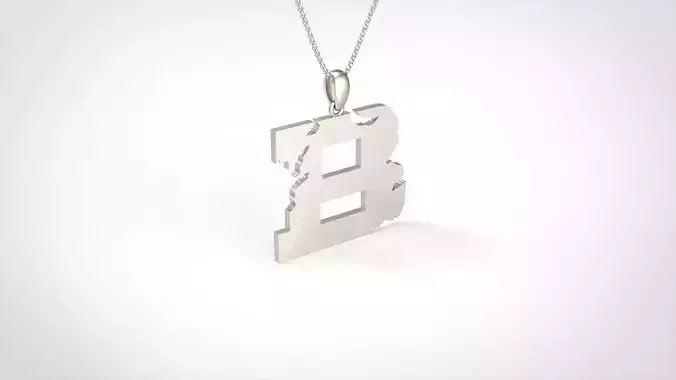 Model 927 B Crack Initial Letter Alphabet Pendant 3D print model