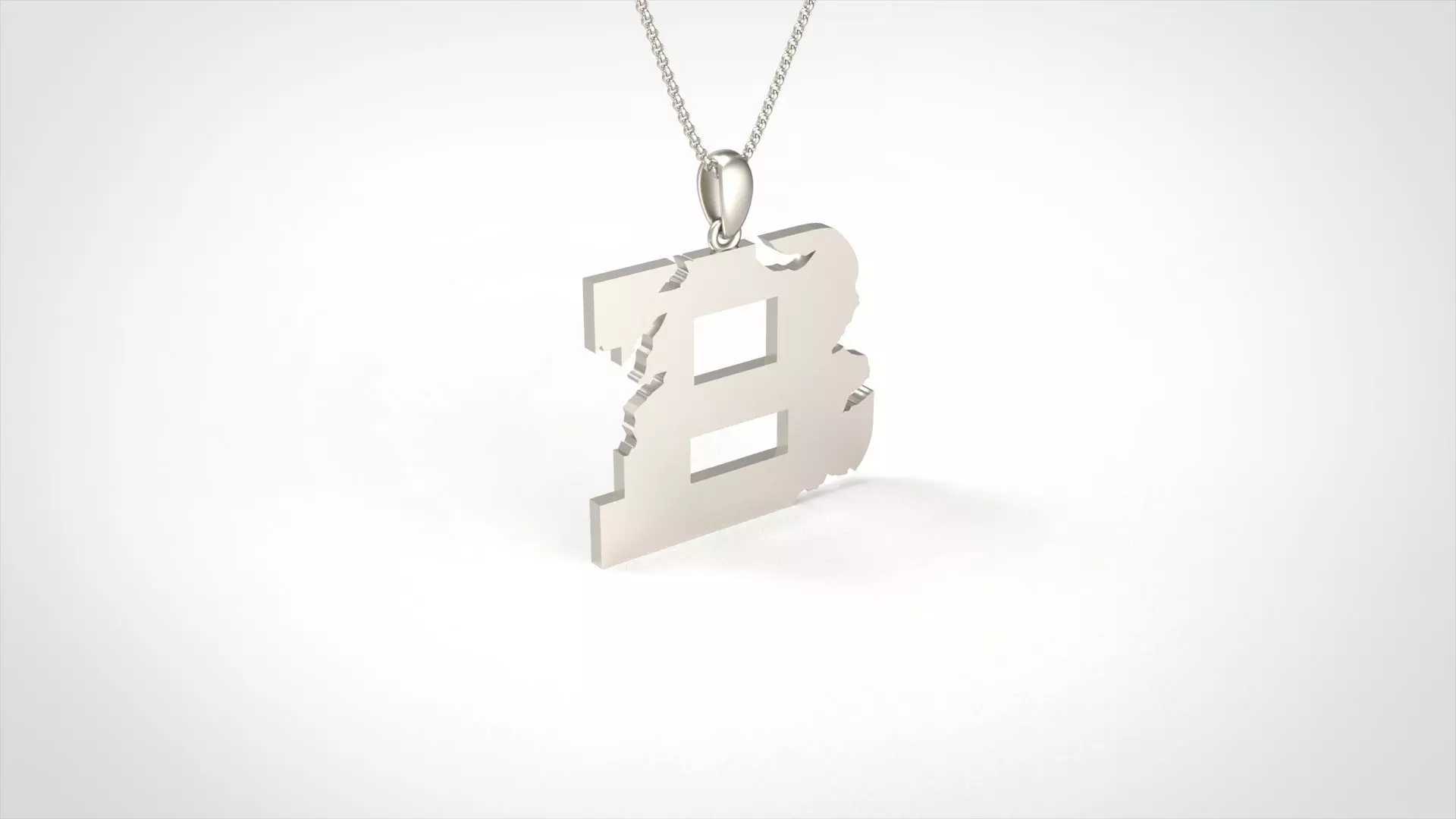 Model 927 B Crack Initial Letter Alphabet Pendant 3D print model_0