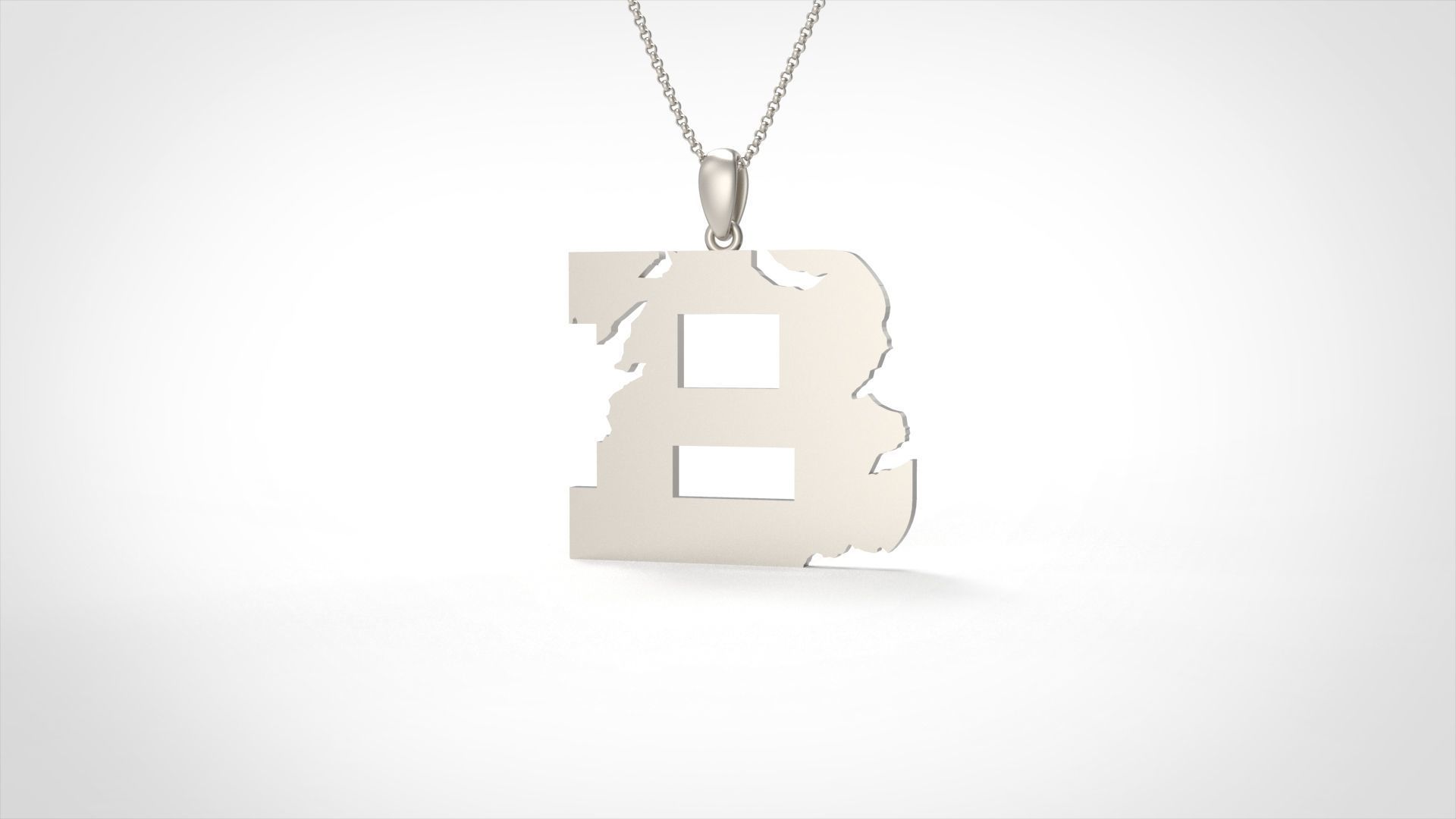 Model 927 B Crack Initial Letter Alphabet Pendant 3D print model_3
