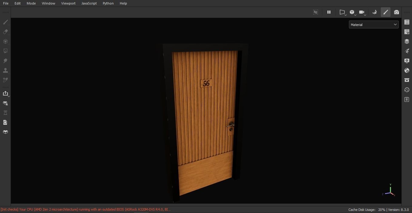 Door 3D Model wooden Low-poly 3D model_7