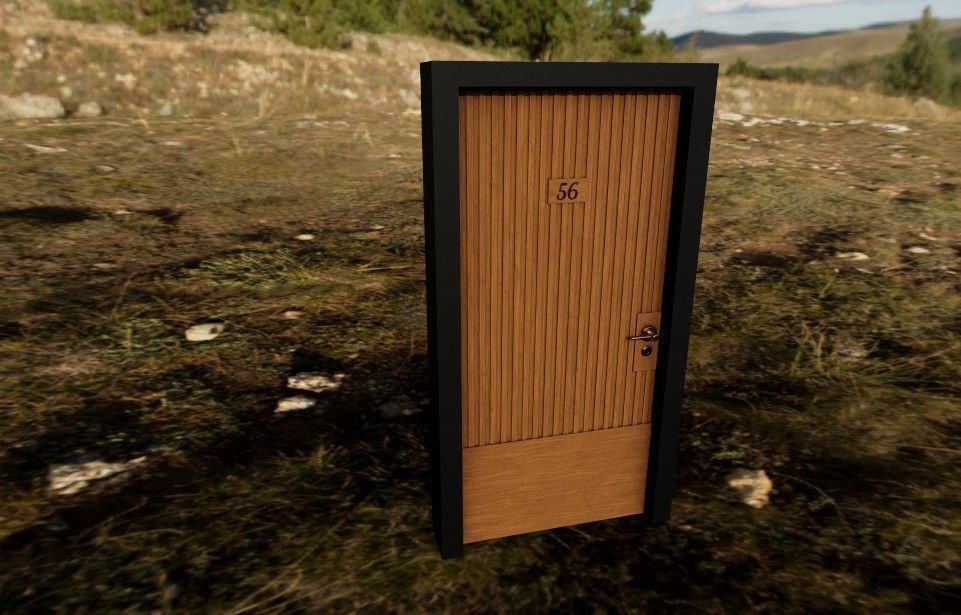 Door 3D Model wooden Low-poly 3D model_5