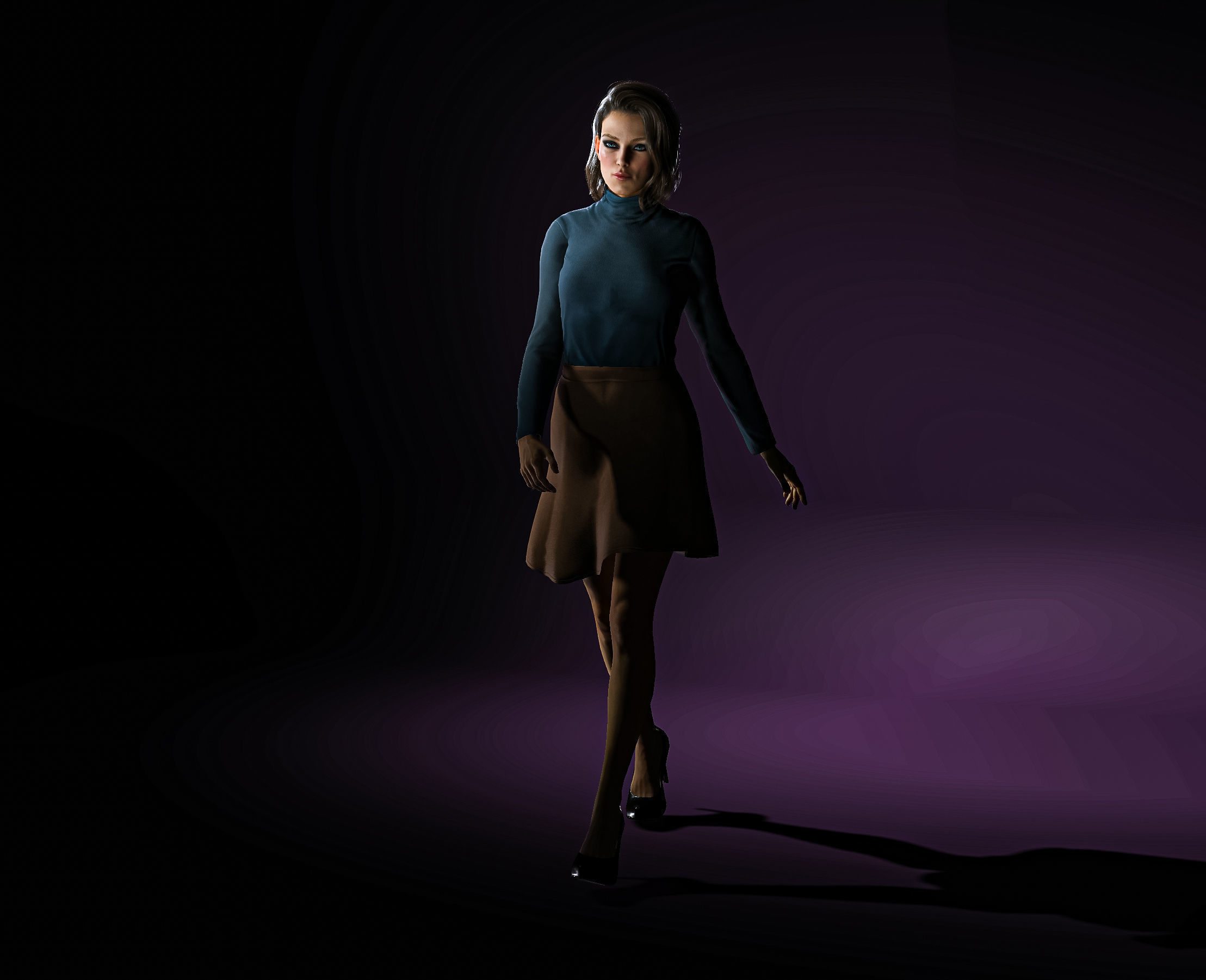 High Quality Realistic Woman Brown Skirt Free low-poly 3D model_8