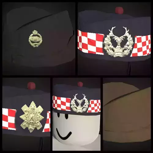 4 British ww2 military side caps works on roblox characters too Low-poly 3D model