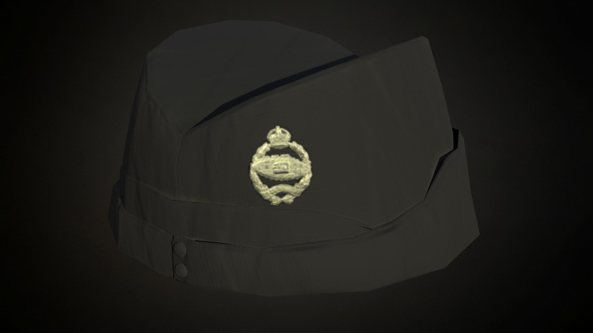 4 British ww2 military side caps works on roblox characters too Low-poly 3D model_2