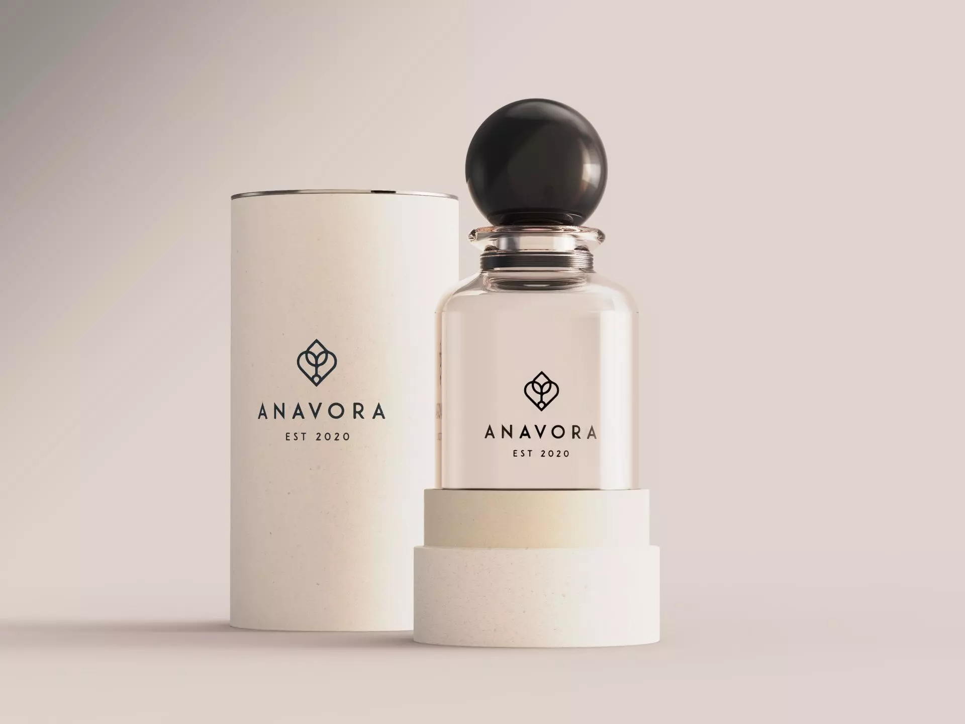 Cylindrical Glass perfume container with box Free 3D model_0