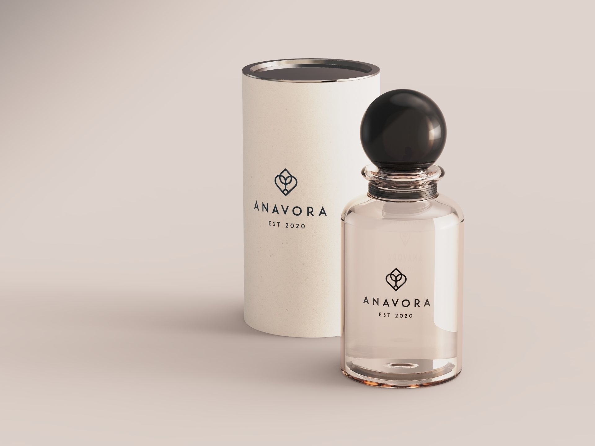 Cylindrical Glass perfume container with box Free 3D model_1