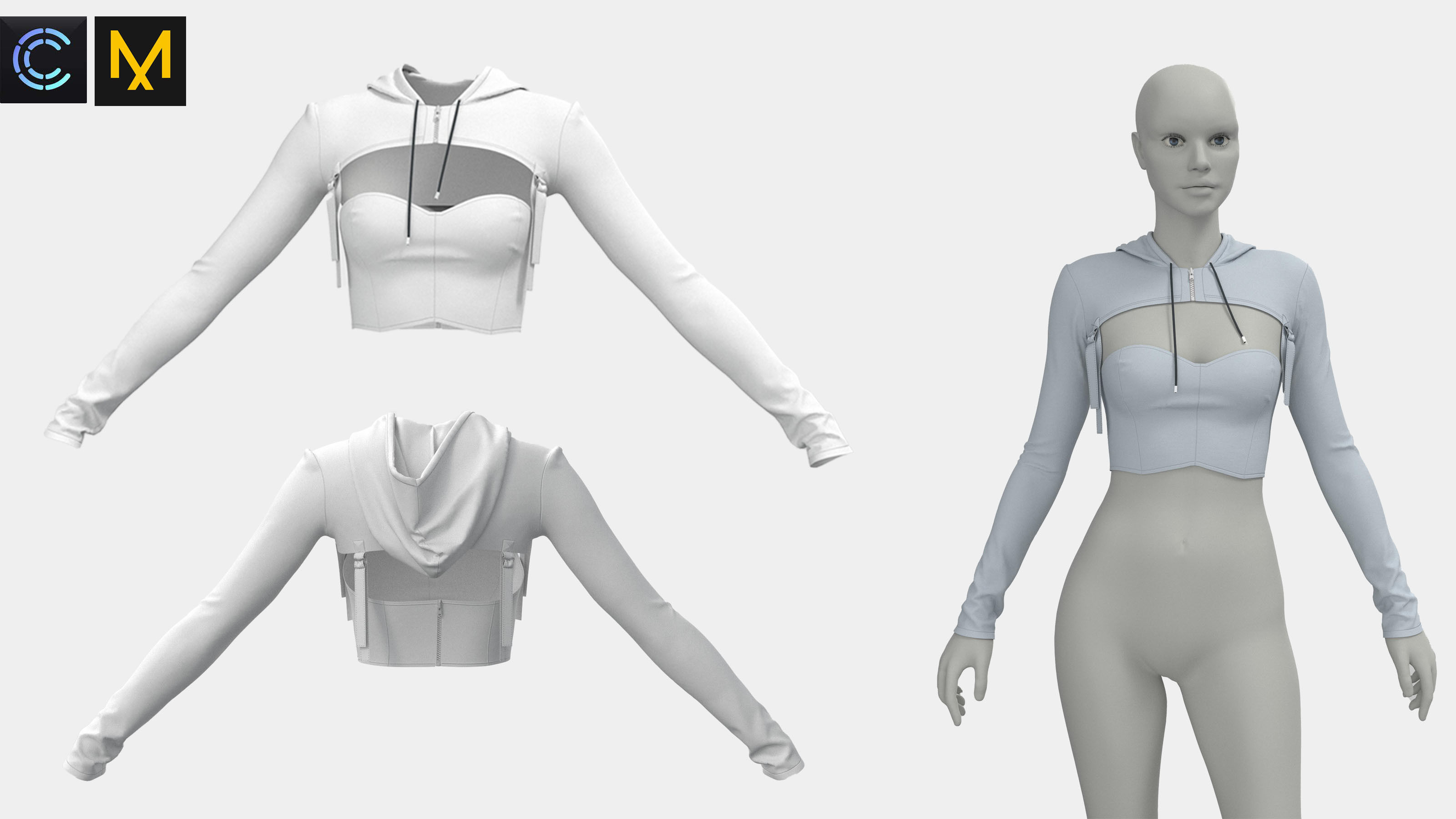 6 female croptops Low-poly 3D model_5