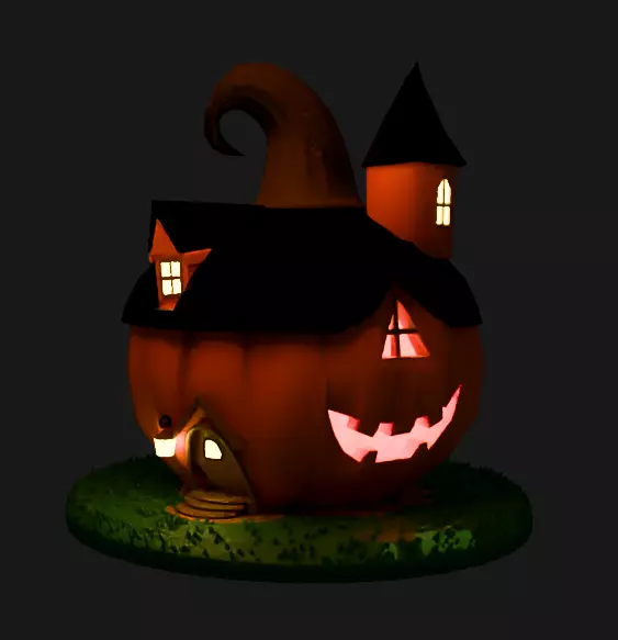 Halloween Pumpkin house 3D model_0