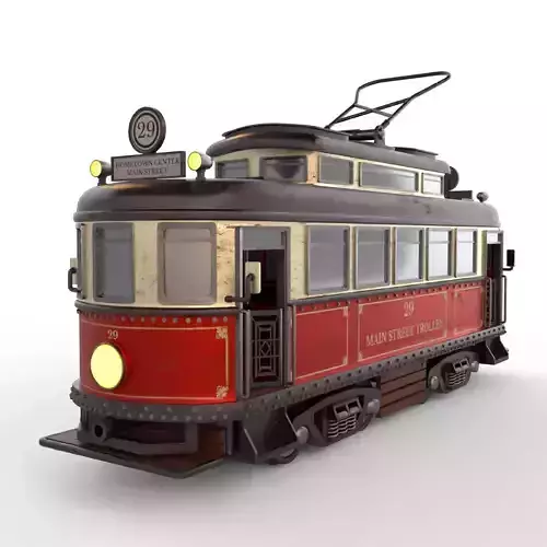 Old Tram Low-poly 3D model