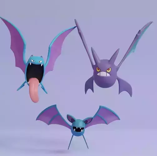 Pokemon - Zubat Golbat and Crobat with 2 poses