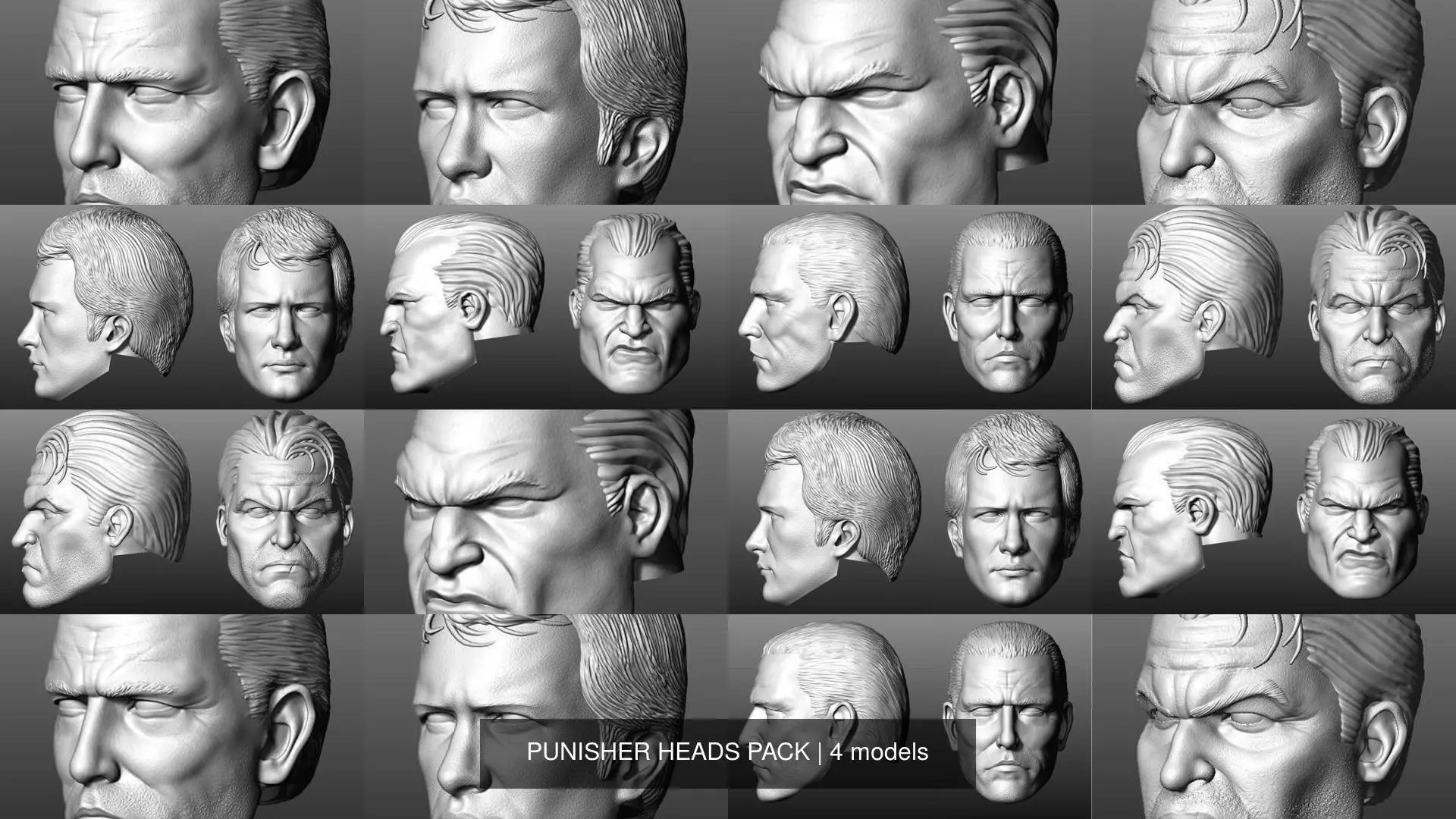 PUNISHER HEADS PACK 3D Model Collection_1