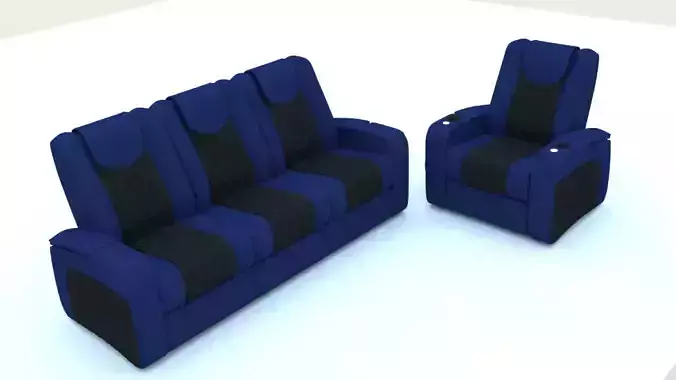 sofa 3D model recliner and chair 3D model