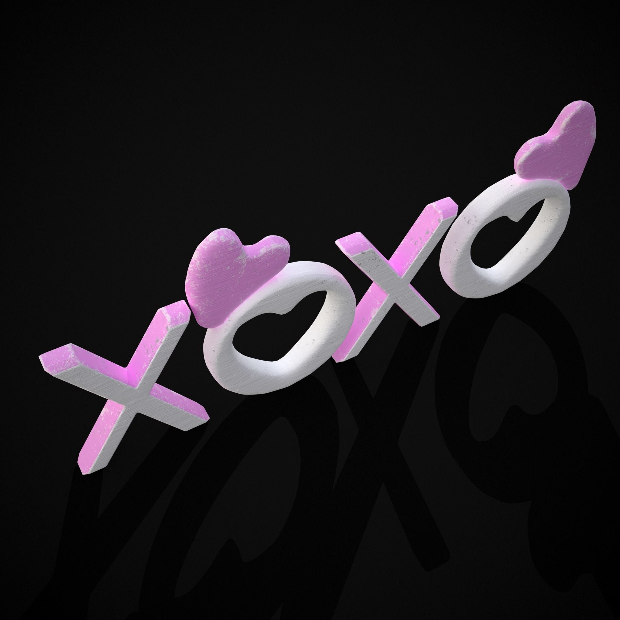 XOXO Wood Lettering Low-poly 3D model_21