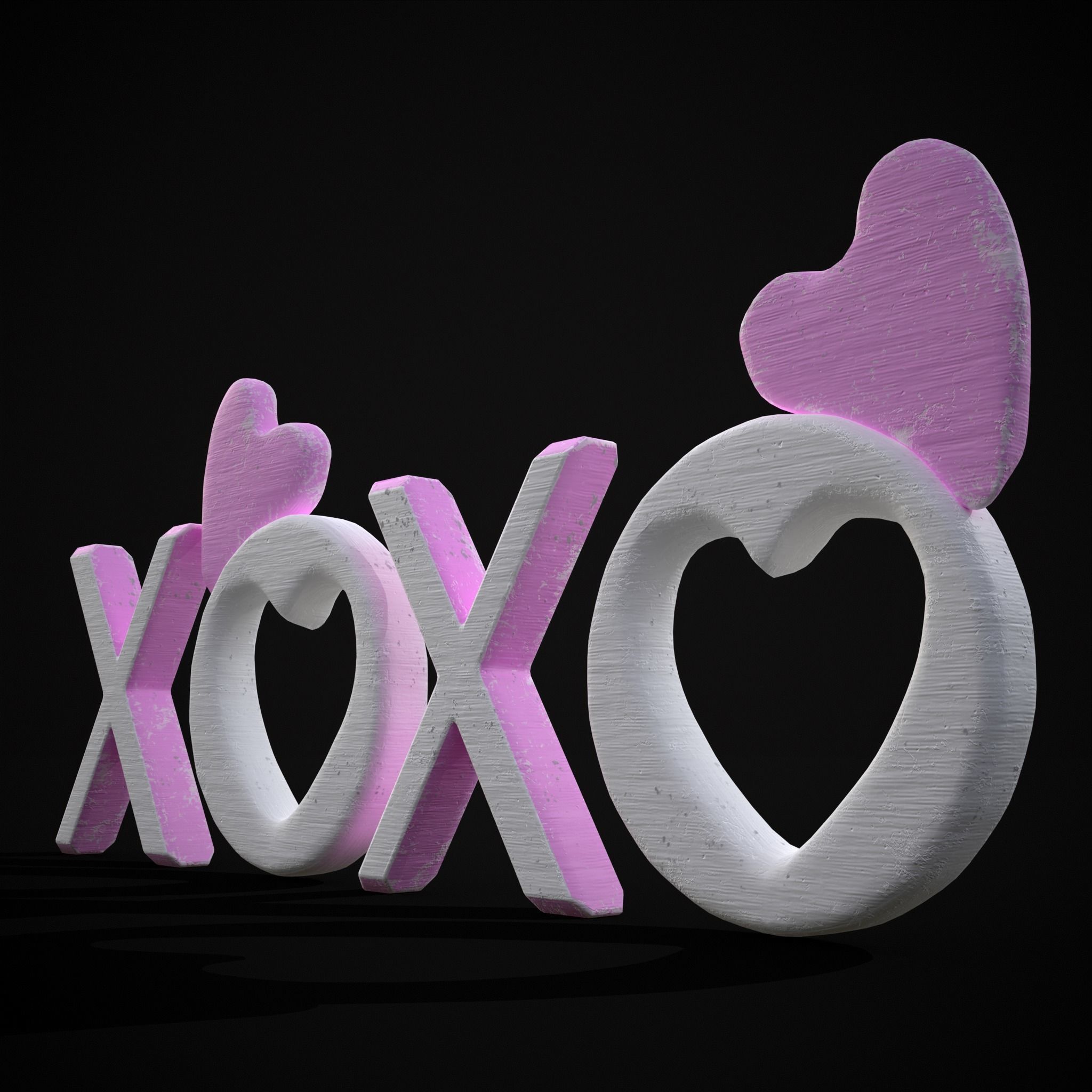 XOXO Wood Lettering Low-poly 3D model_3