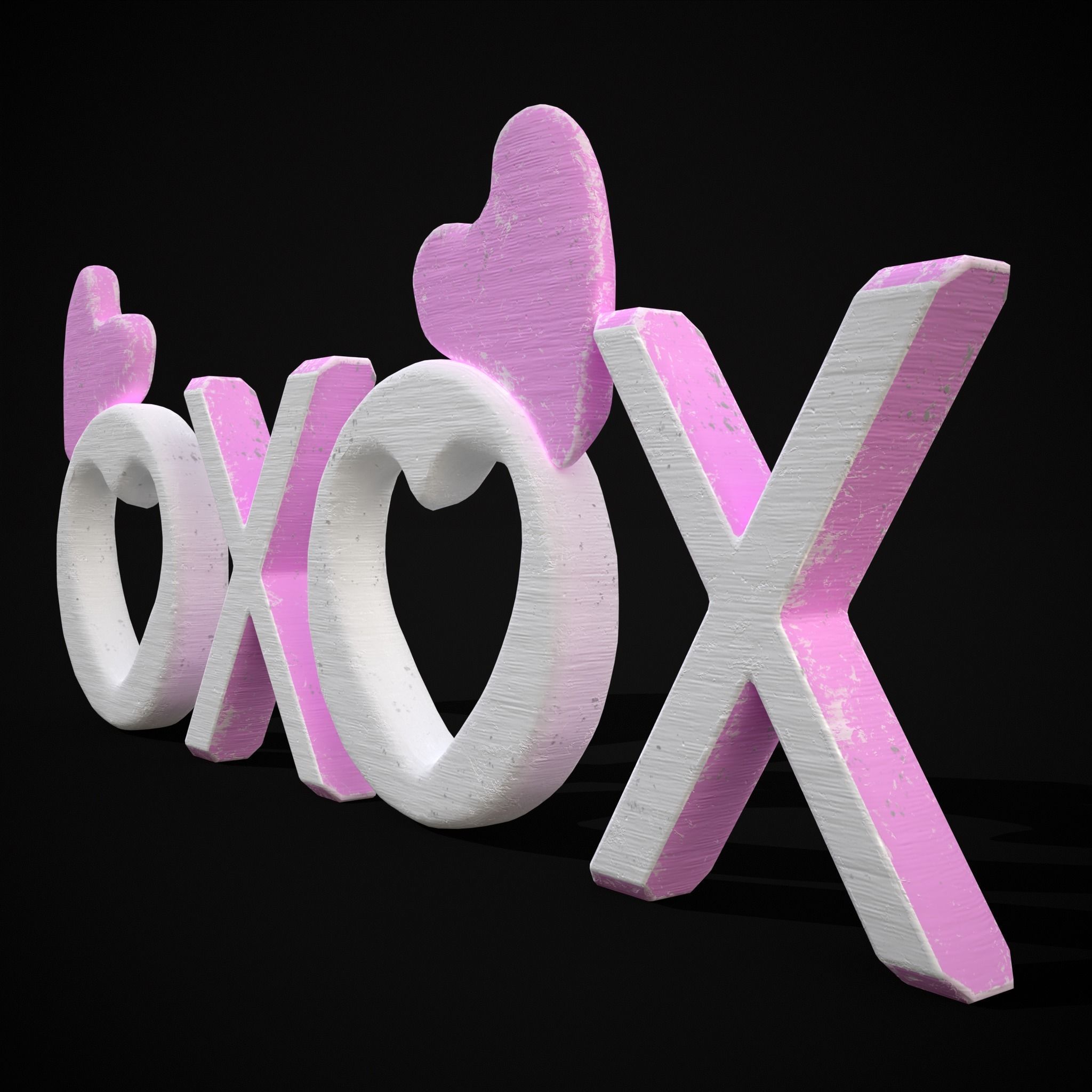 XOXO Wood Lettering Low-poly 3D model_17