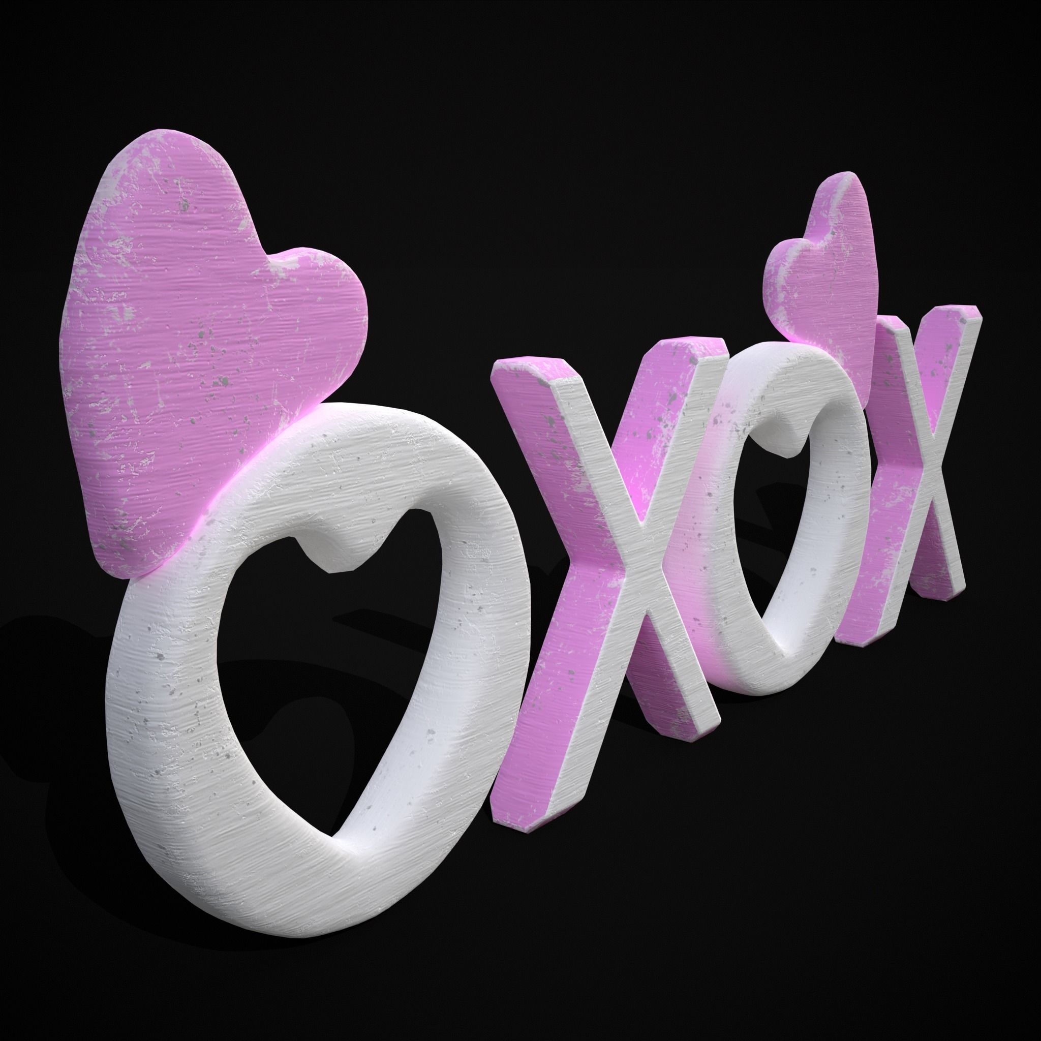 XOXO Wood Lettering Low-poly 3D model_27