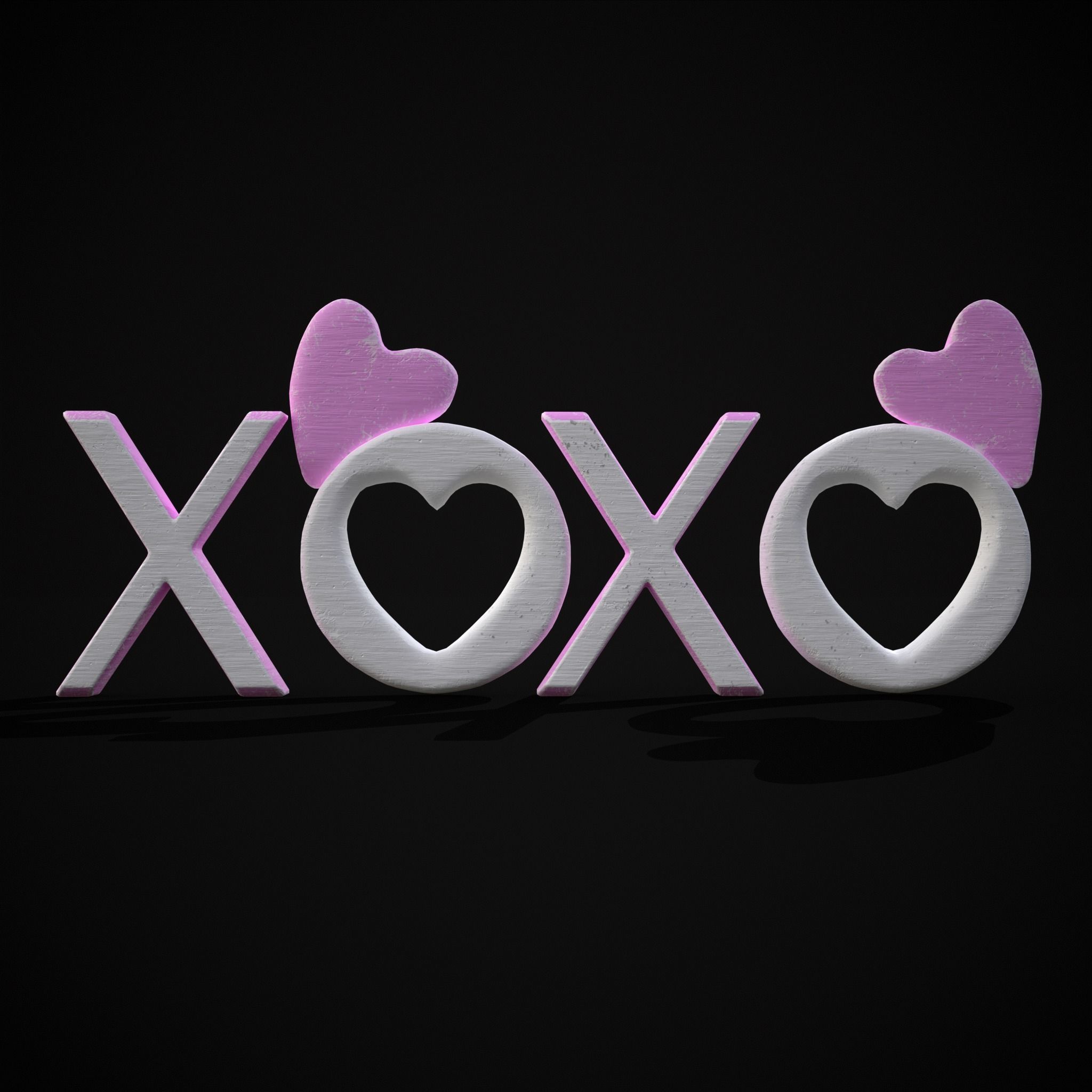 XOXO Wood Lettering Low-poly 3D model_15