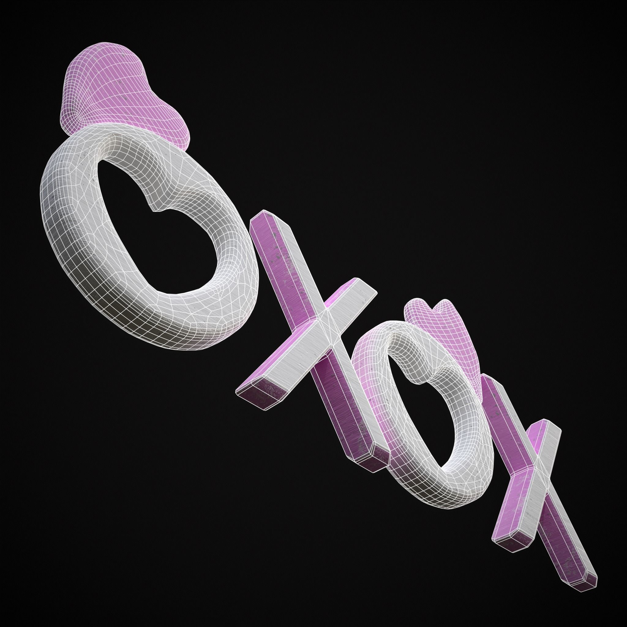 XOXO Wood Lettering Low-poly 3D model_20