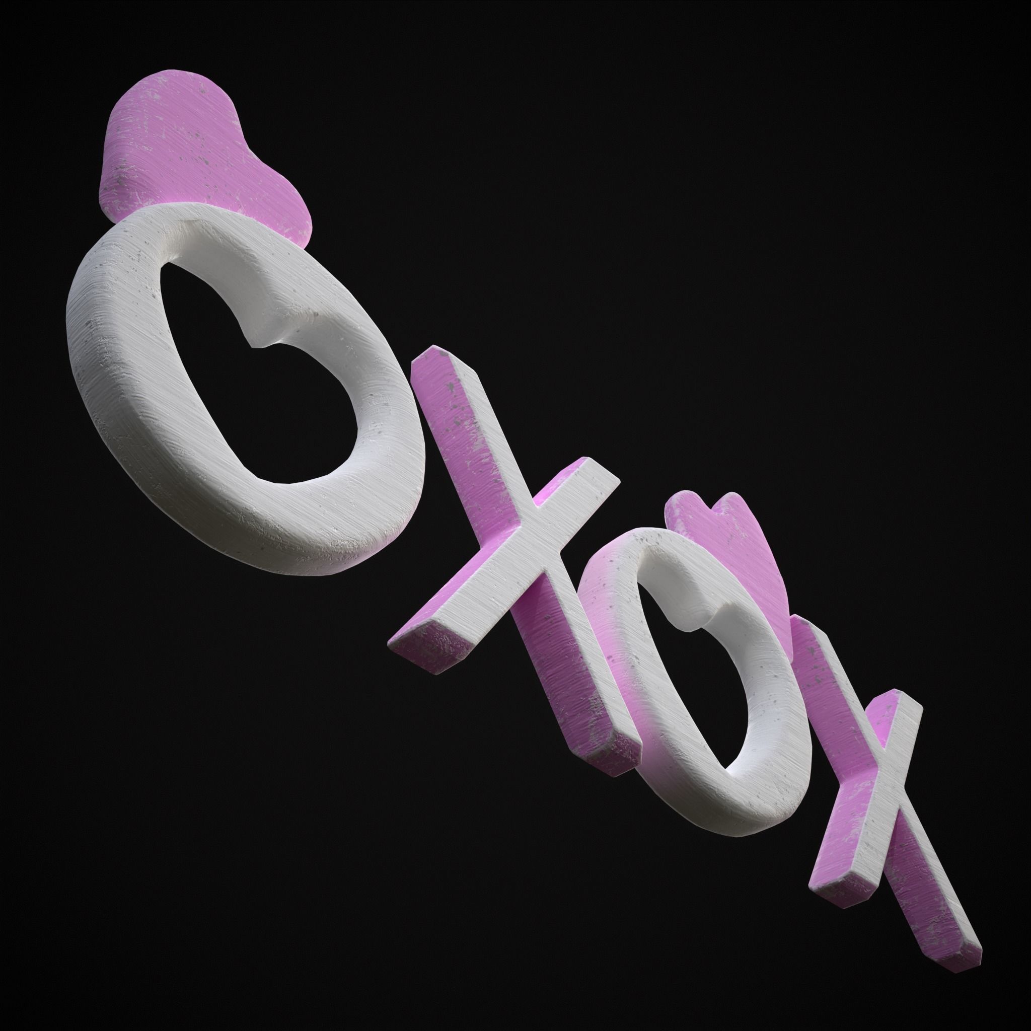 XOXO Wood Lettering Low-poly 3D model_19