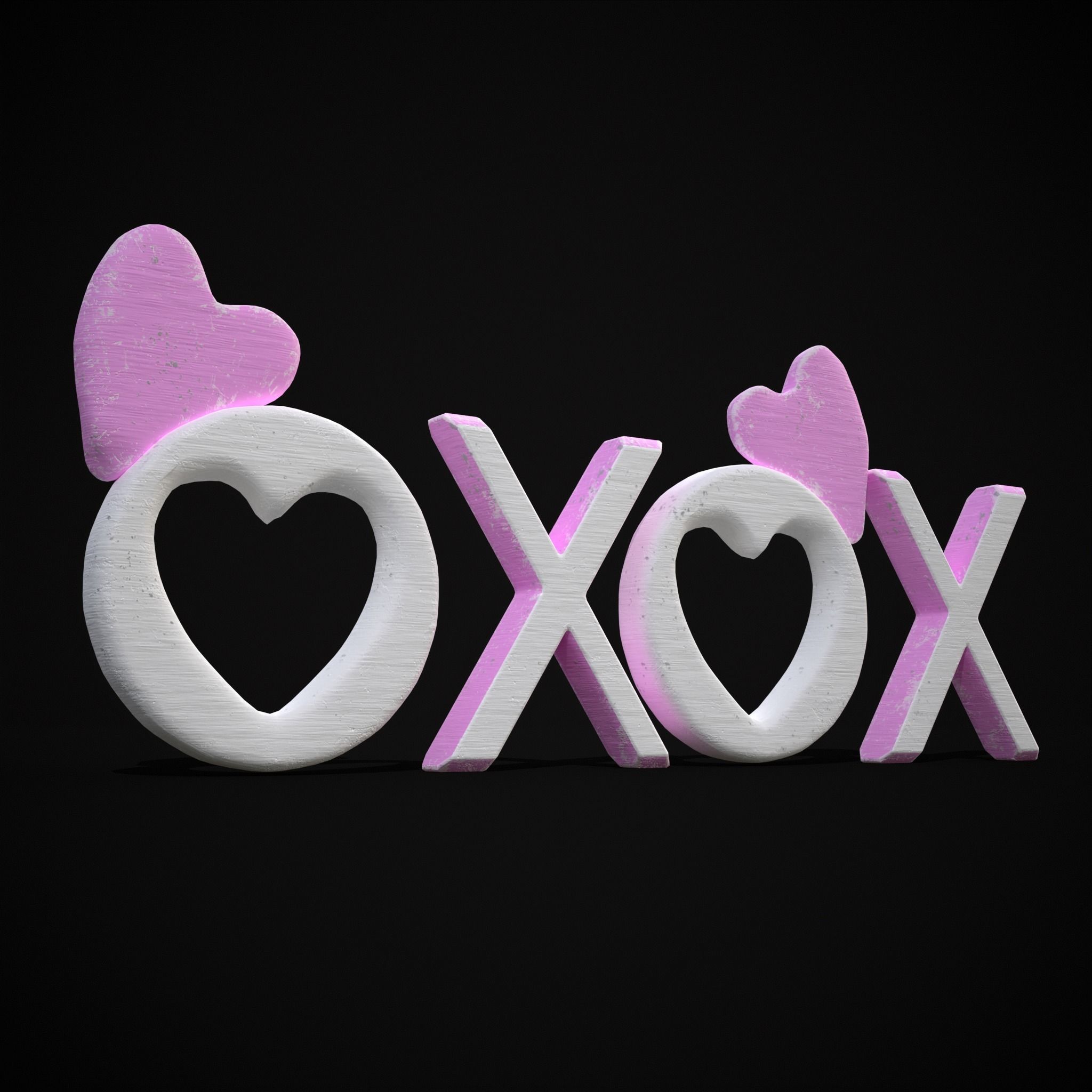 XOXO Wood Lettering Low-poly 3D model_23