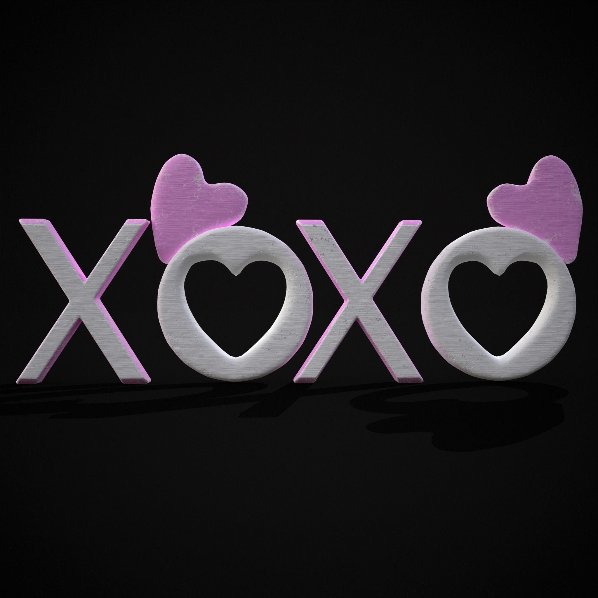 XOXO Wood Lettering Low-poly 3D model_29