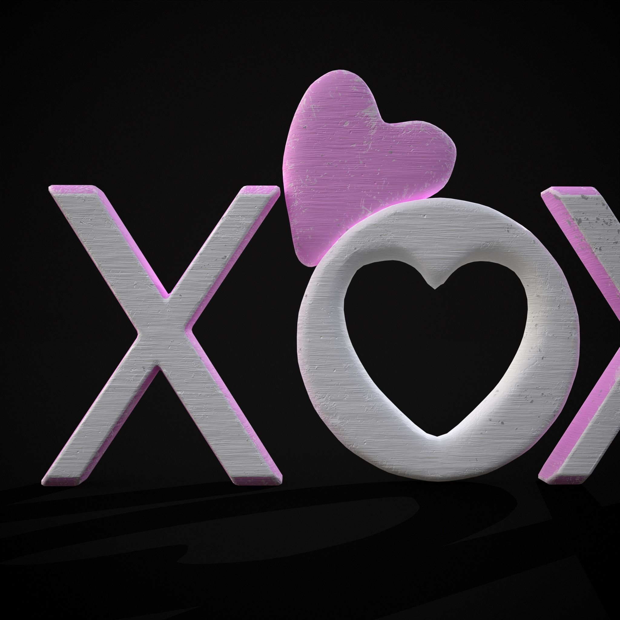 XOXO Wood Lettering Low-poly 3D model_13