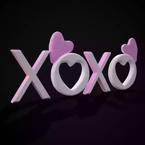 XOXO Wood Lettering Low-poly 3D model